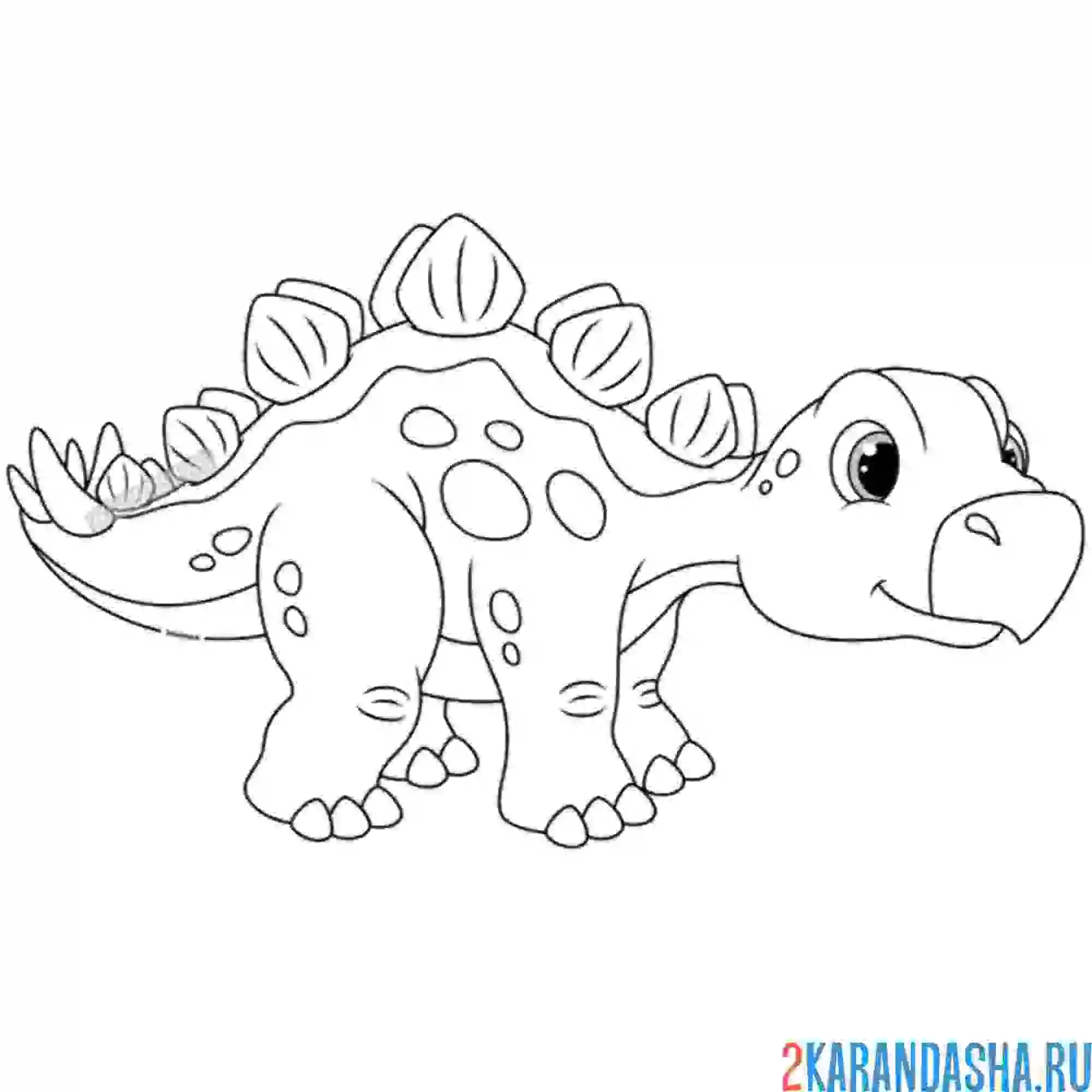Раскраска очень милый динозаврик