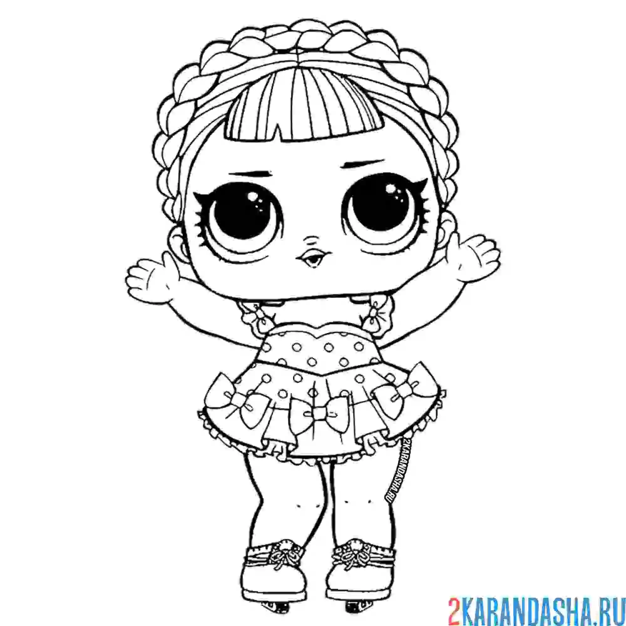 Раскраска кукла лол фигуристка на коньках (ice sk8er)