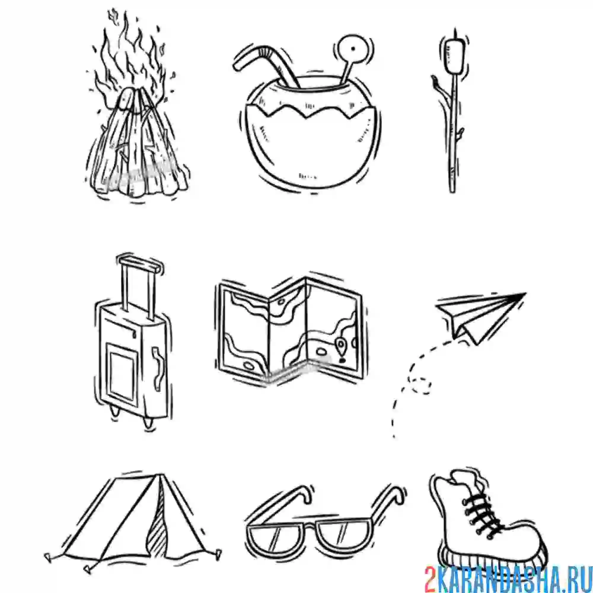 Раскраска летние предметы