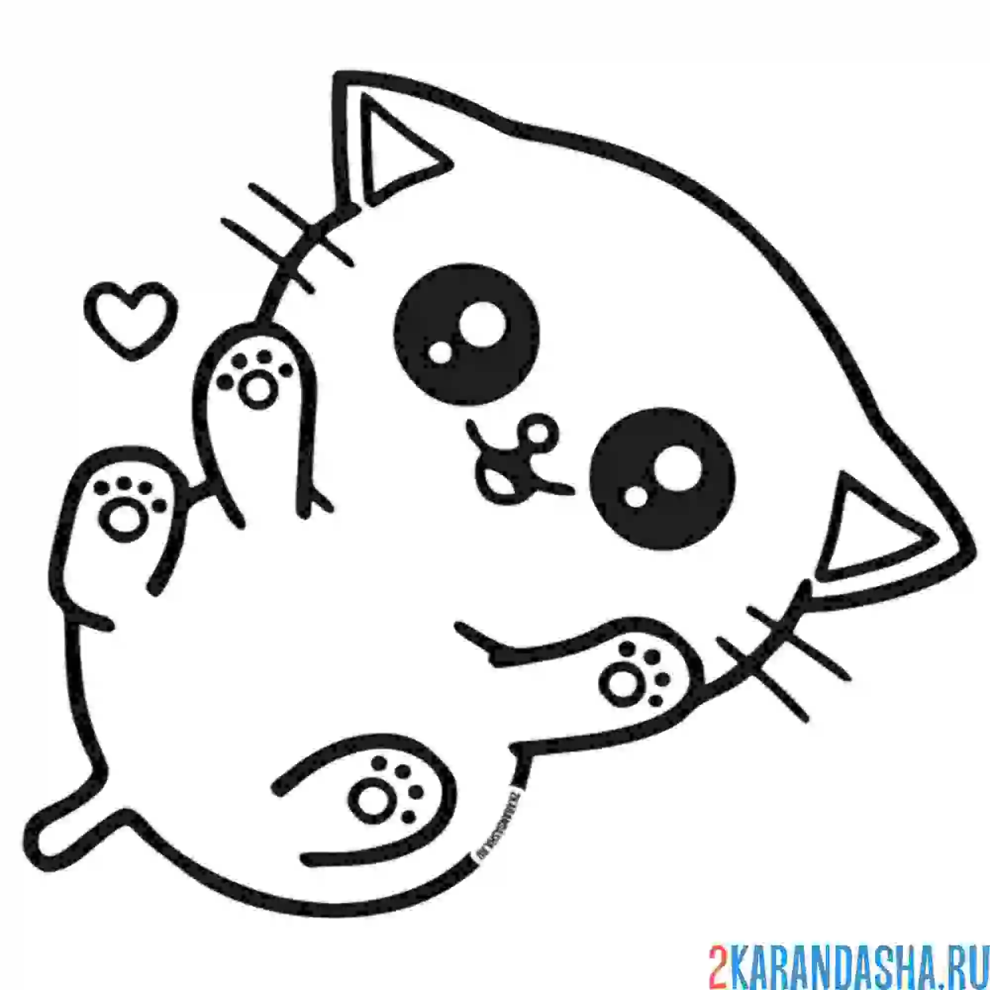 Раскраска милый котенок каваи