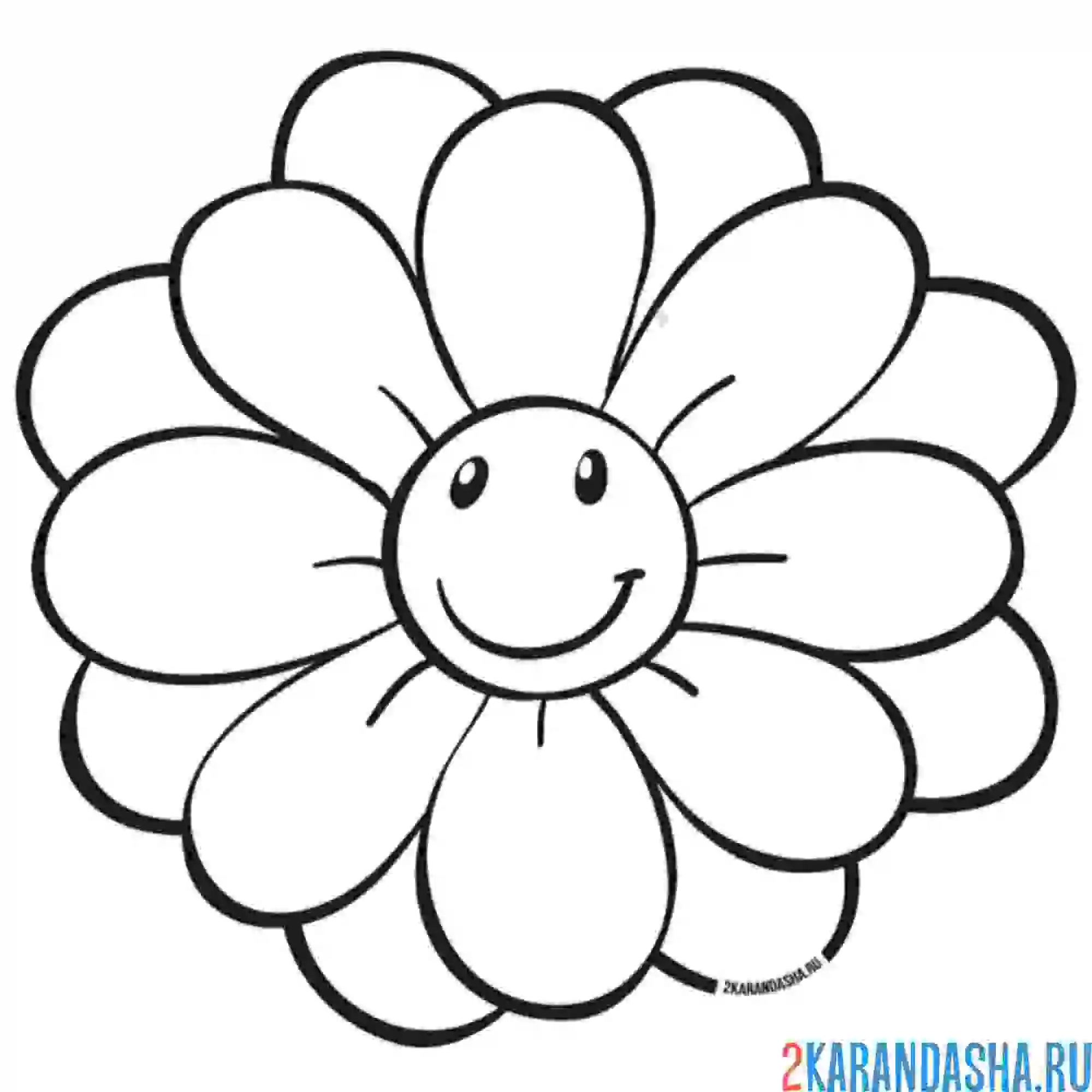 Раскраска цветок с глазками с лицом