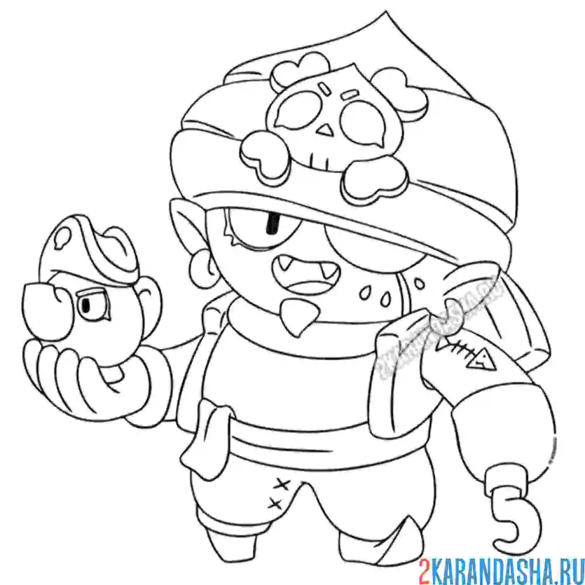 Раскраска джин пират с лампой