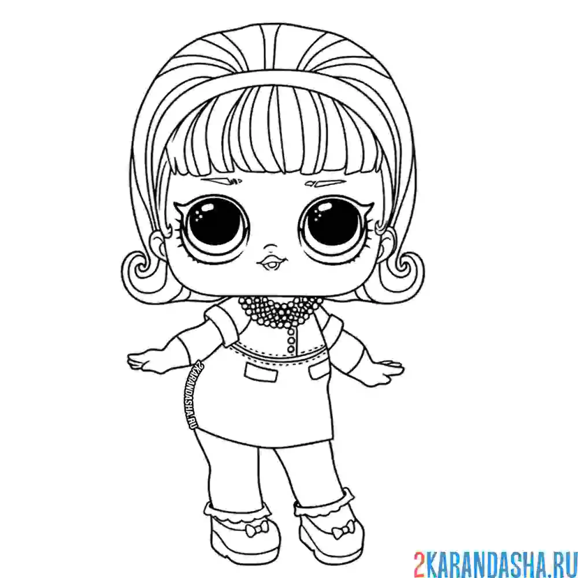 Раскраска кукла лол королева мадам (madame queen)