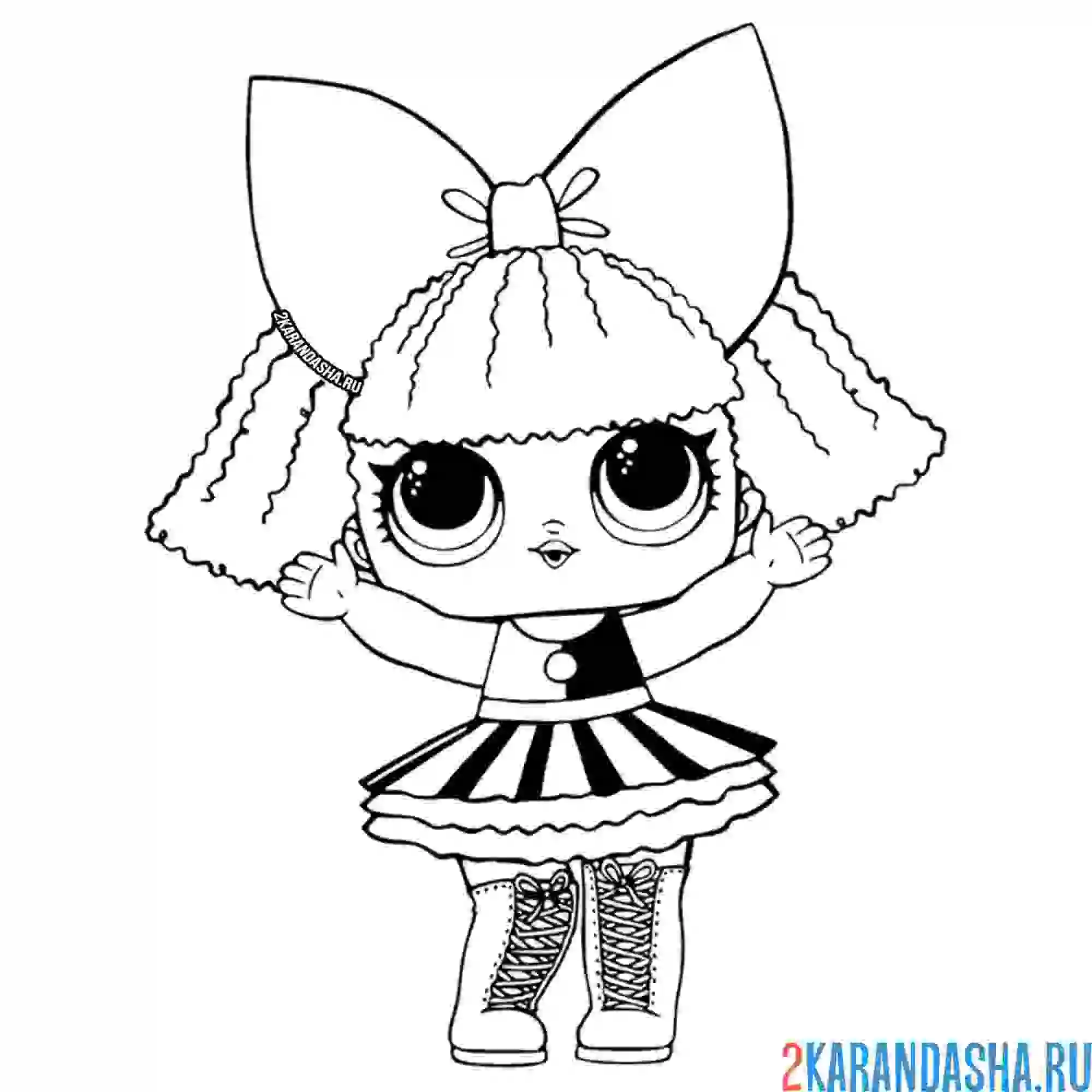 Раскраска кукла лол сюрприз в полосатой юбке (pranksta)