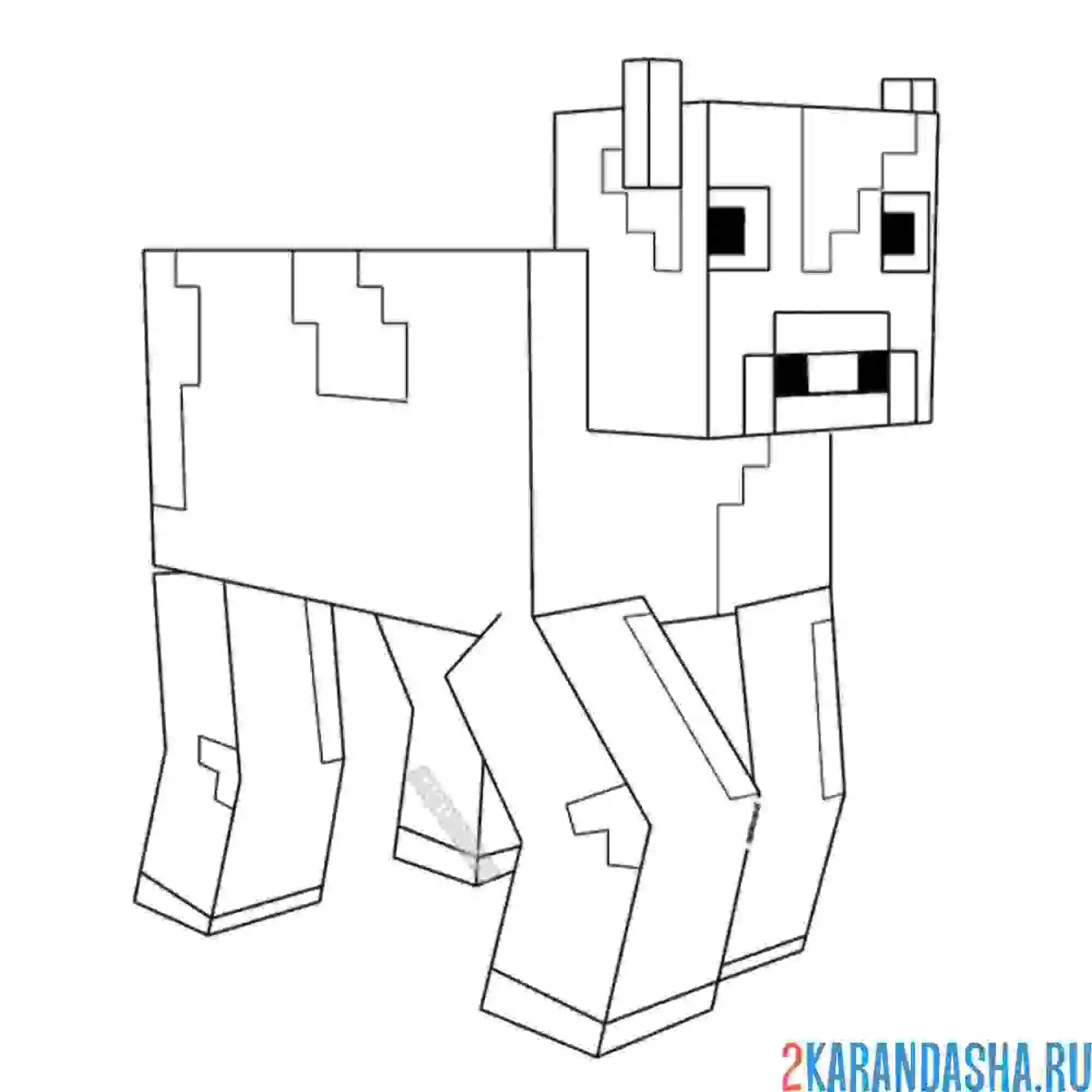 Раскраска корова с рогами животное