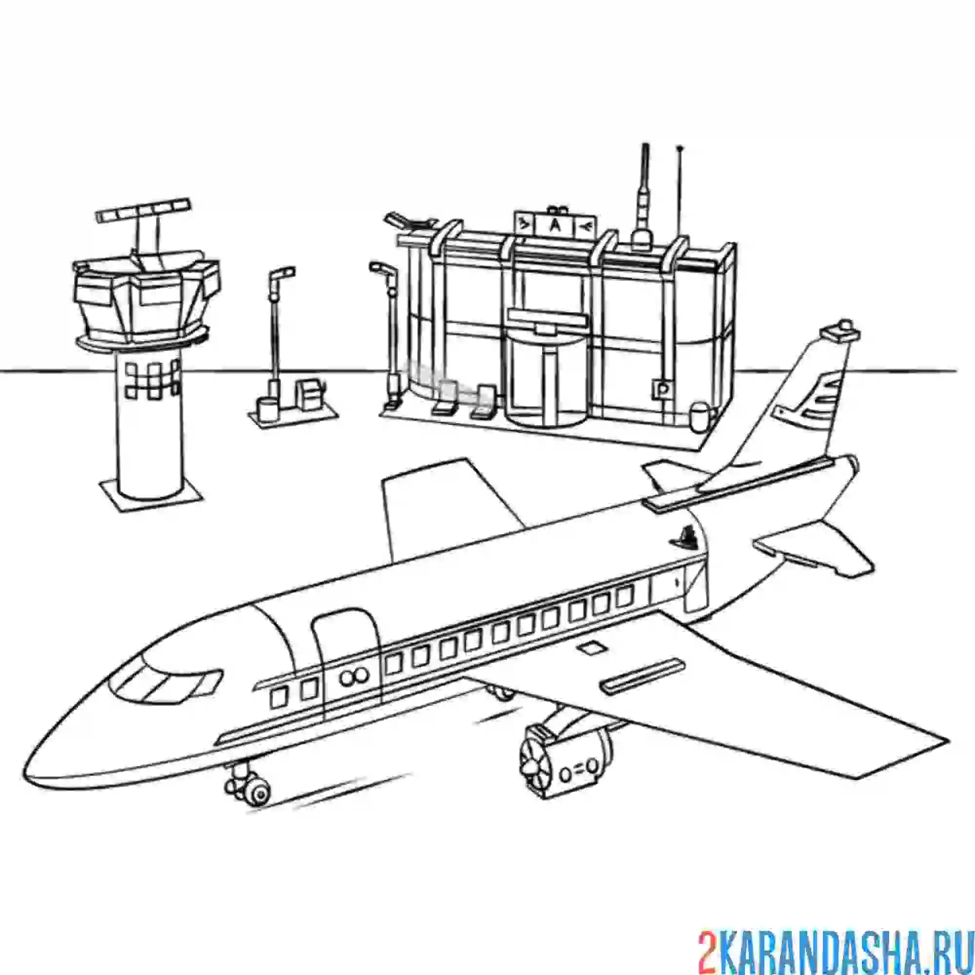 Раскраска сити аэропорт, самолет
