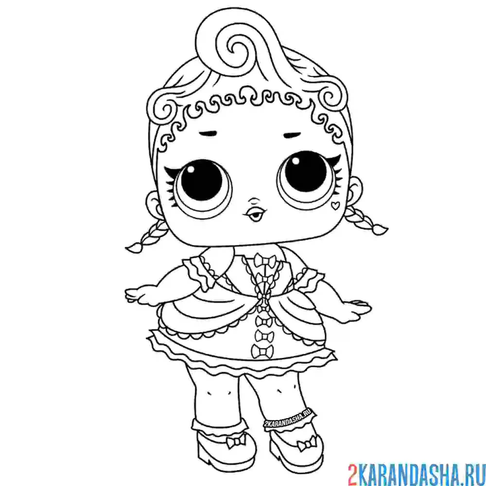 Раскраска кукла лол в красивом платье (royal high ney)