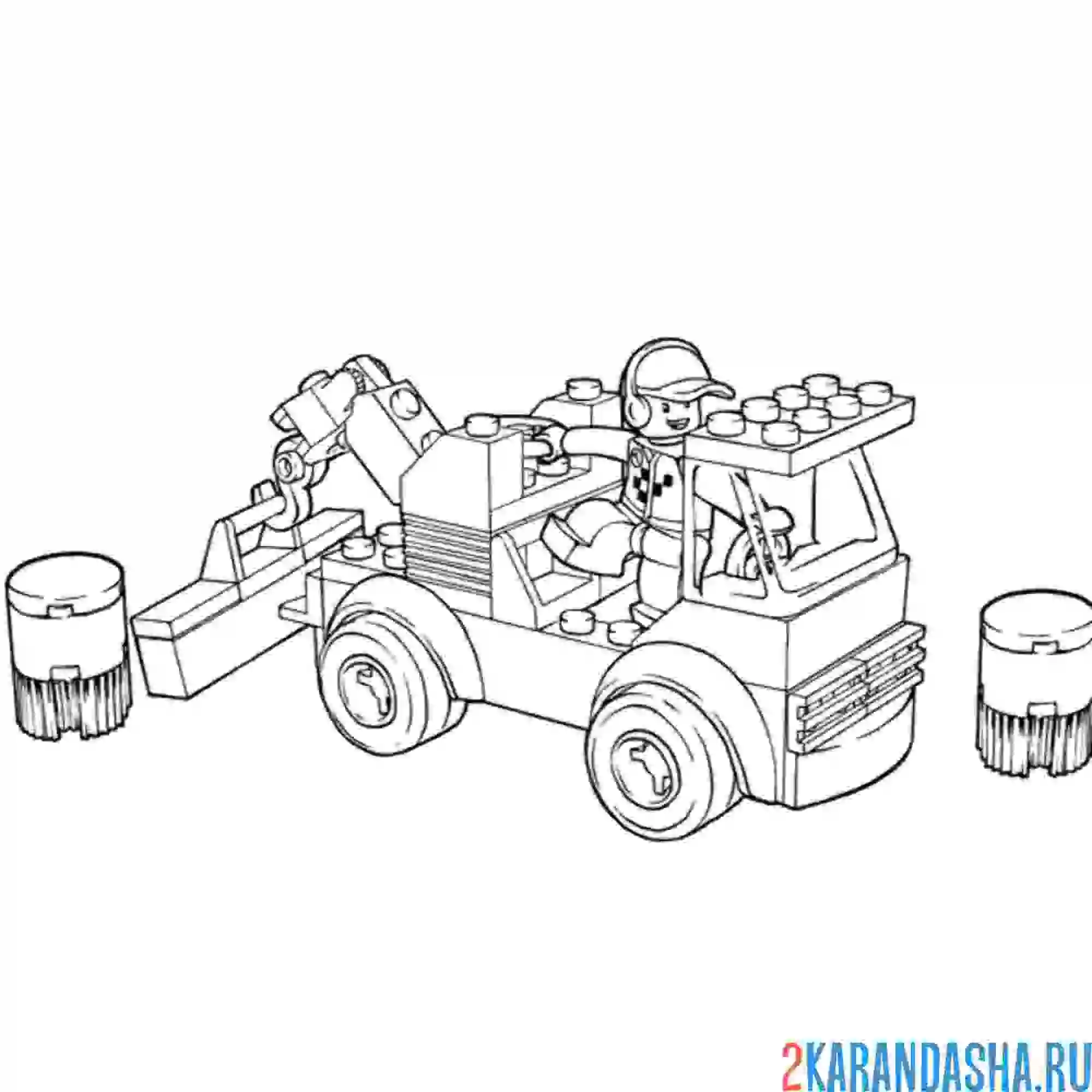 Раскраска сити, строитель на машине