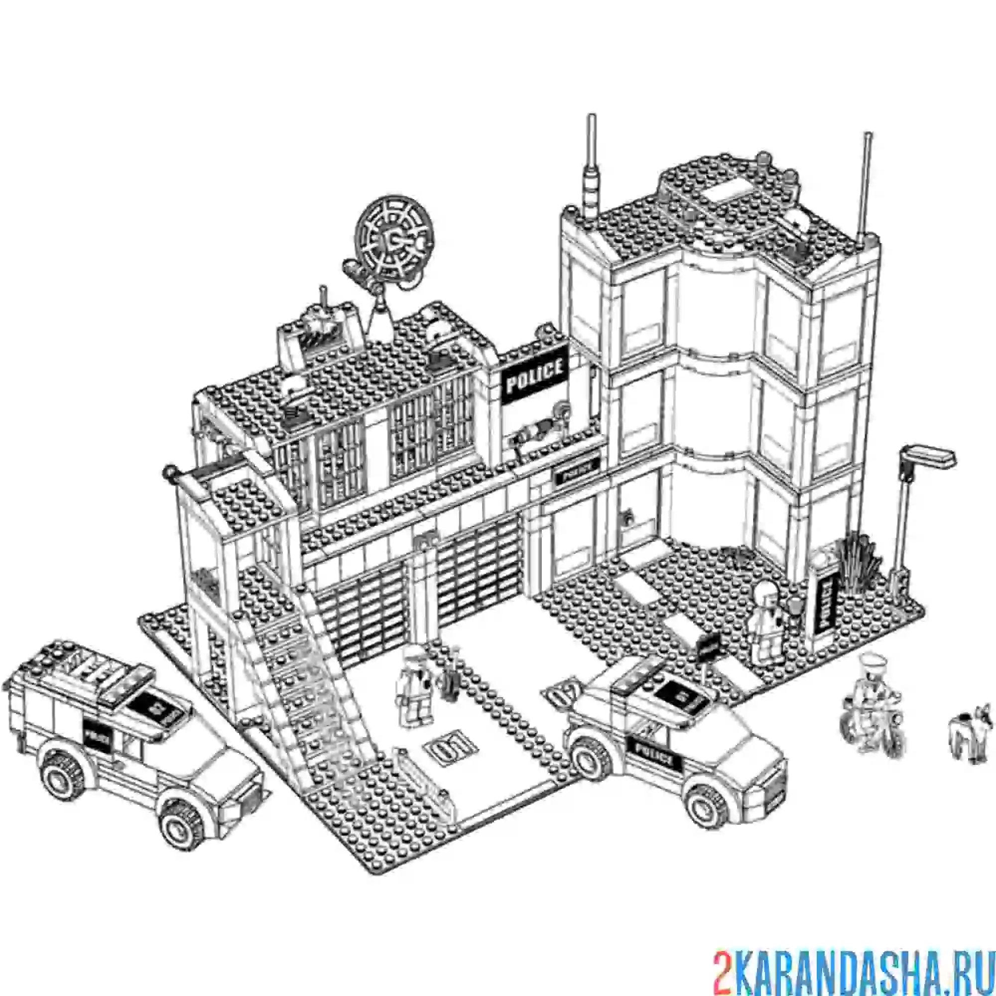 Раскраска полицейский участок, сити