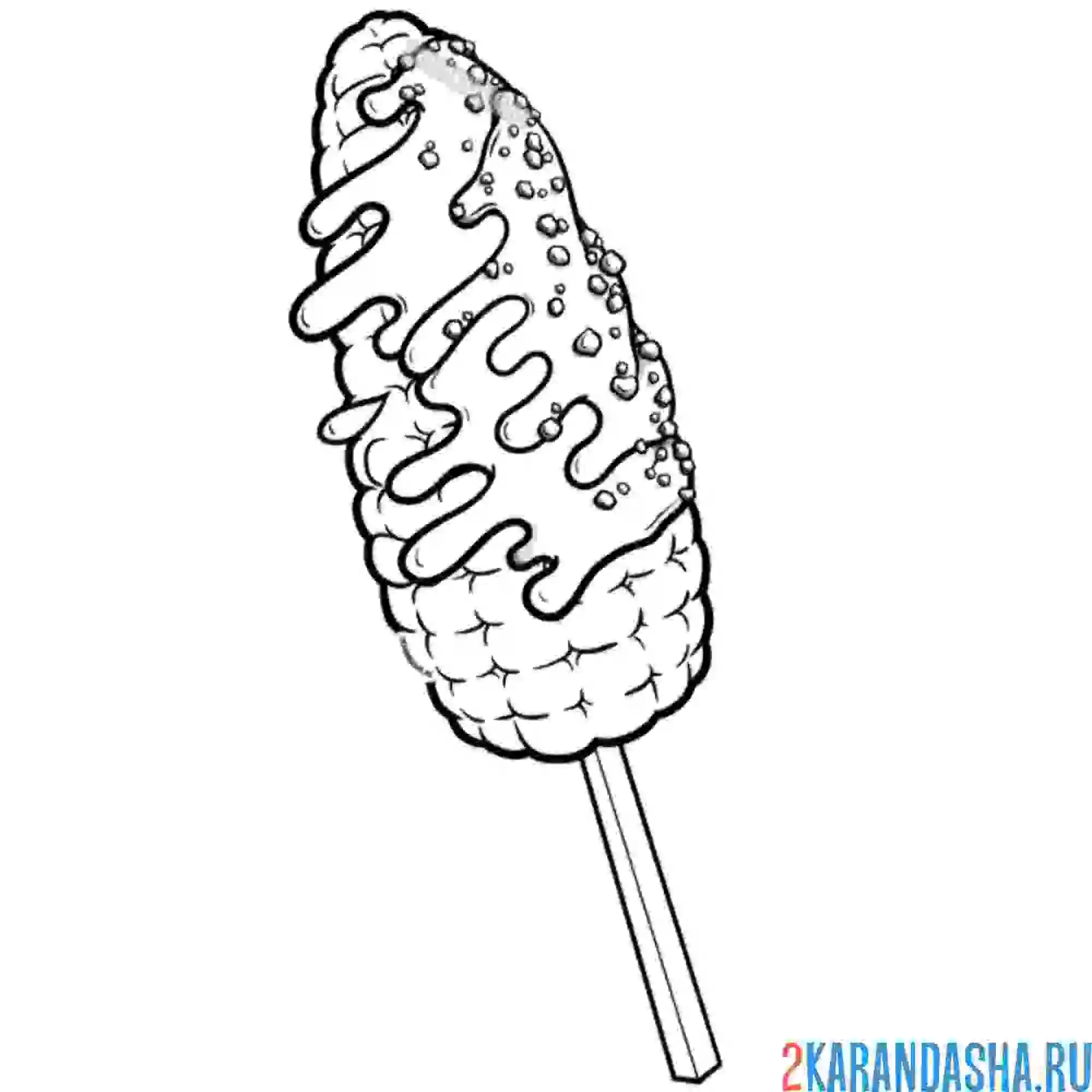 Раскраска вареная кукуруза на палочке