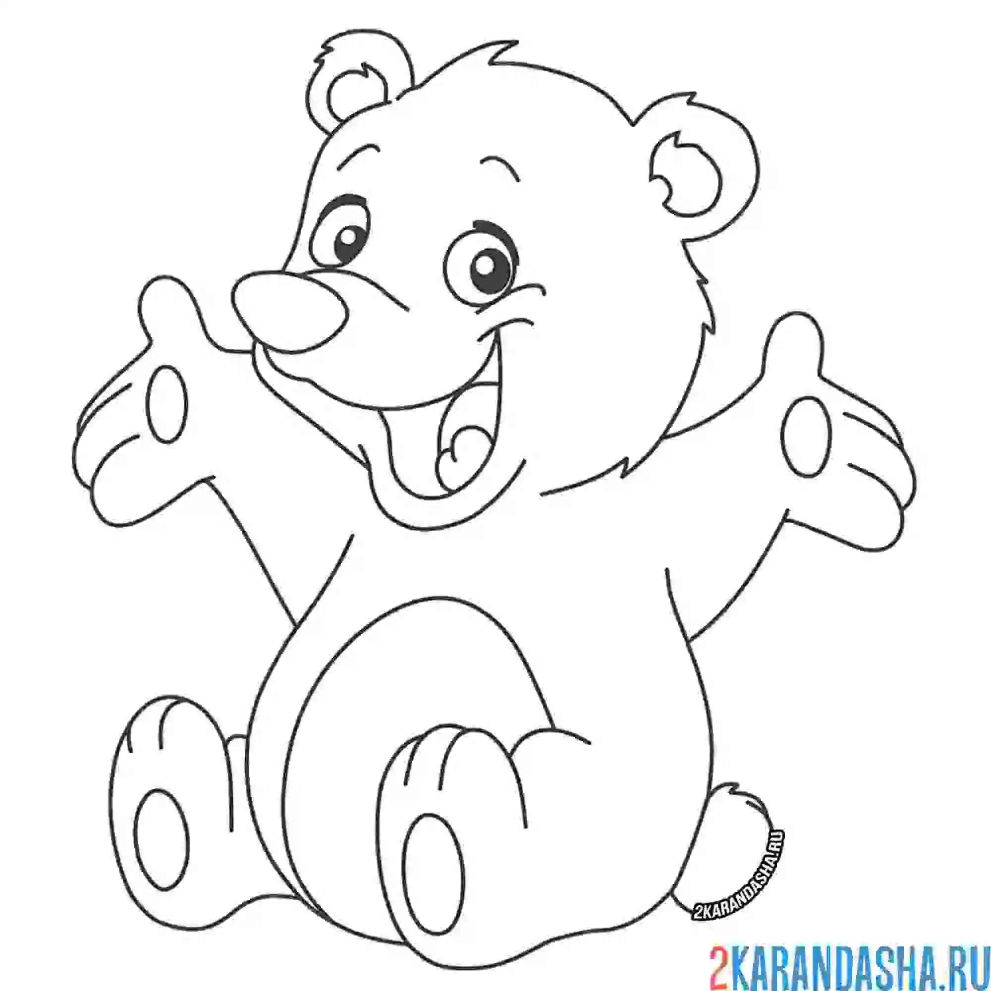 Раскраска маленький косолапый мишка
