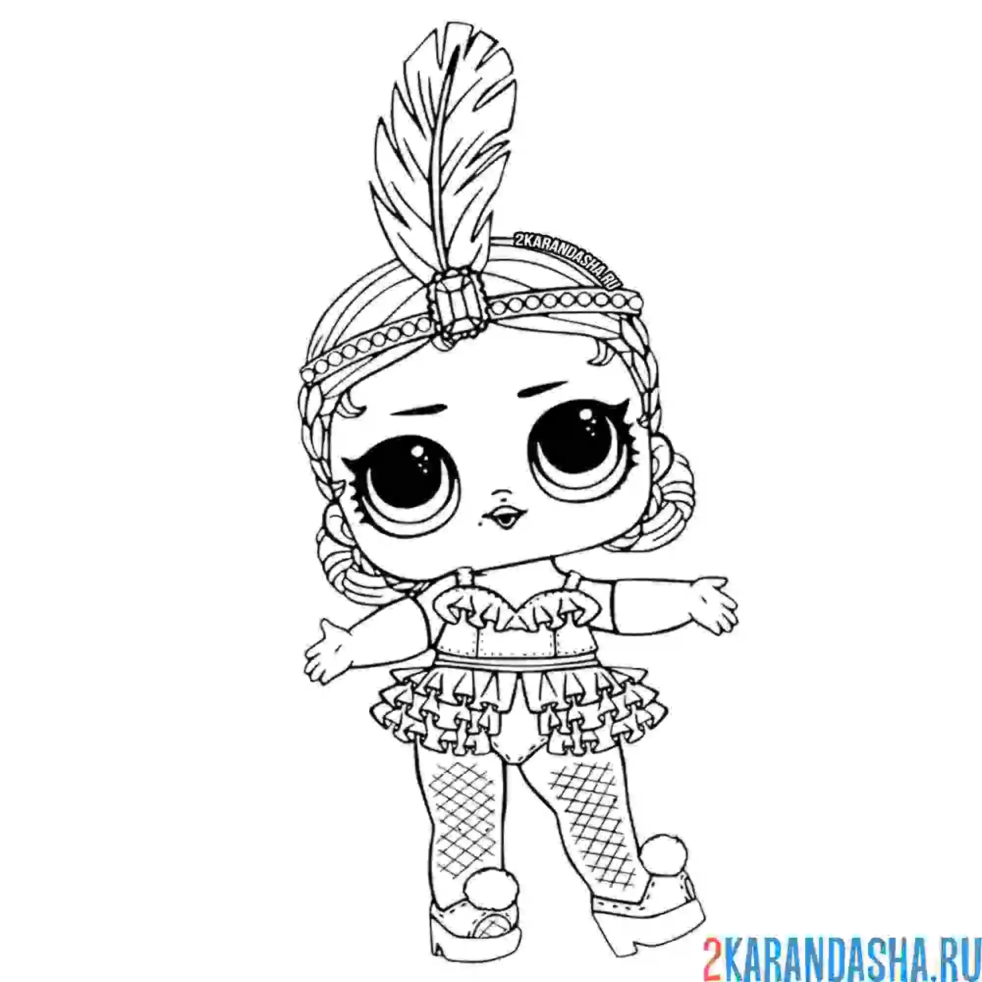 Раскраска кукла лол с пером на голове (snowbaby)
