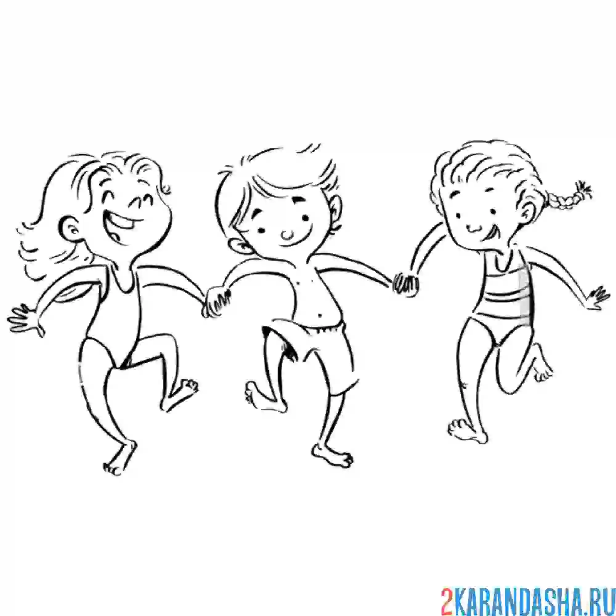 Раскраска дети в купальниках
