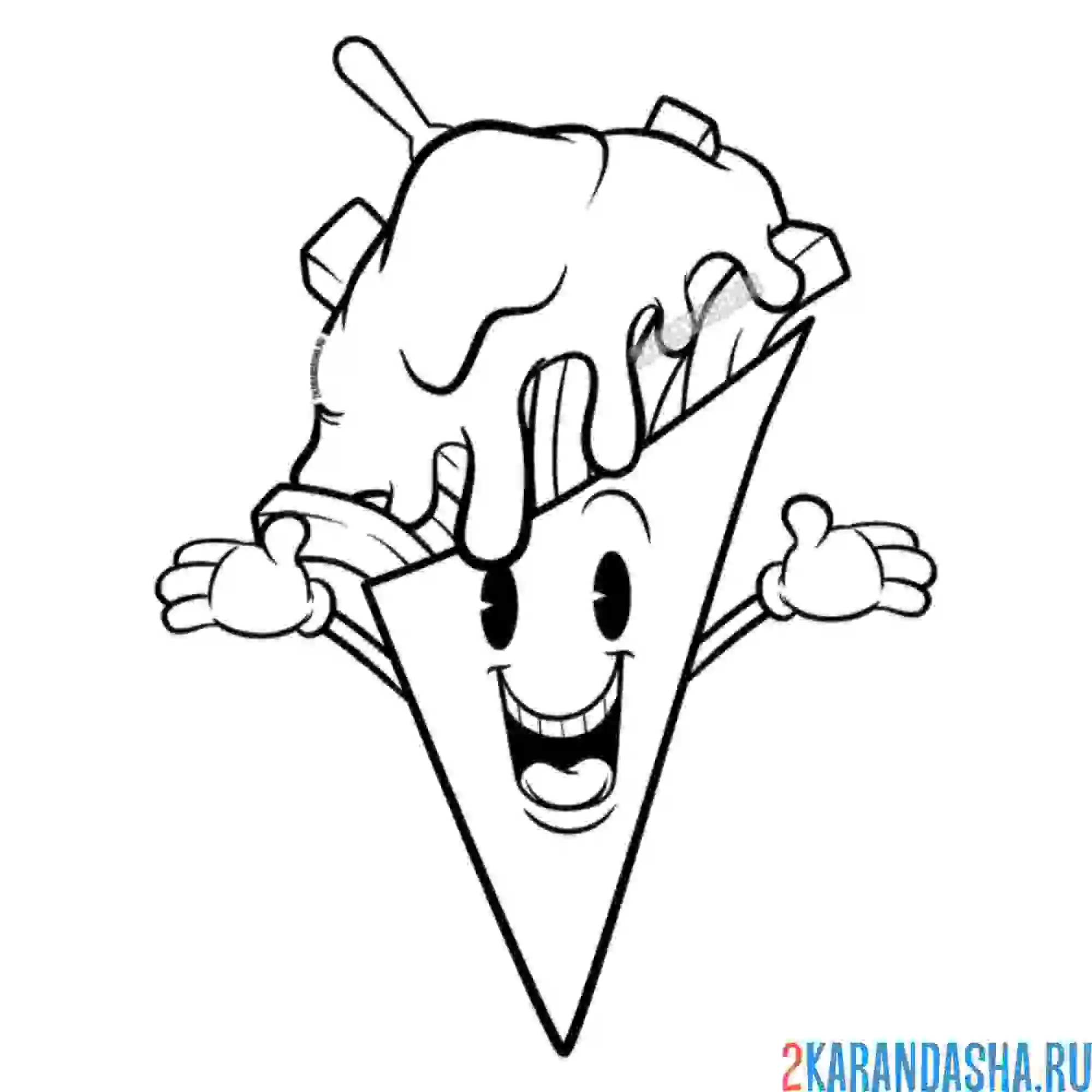 Раскраска бельгийский картофель фри с глазами