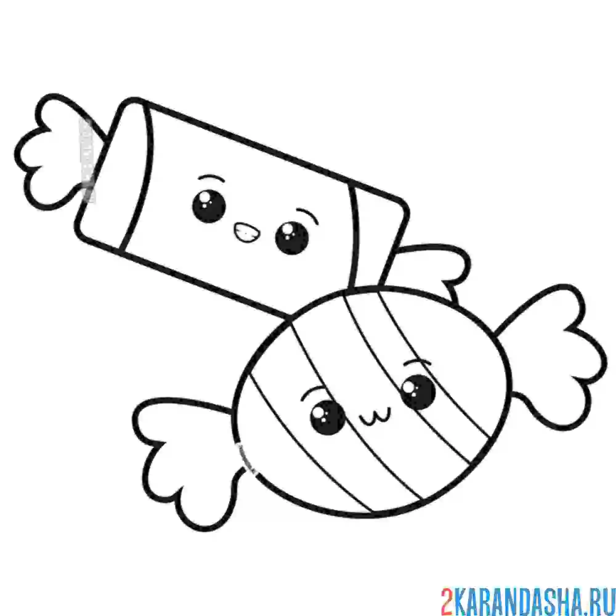 Раскраска сладкие конфеты десерт