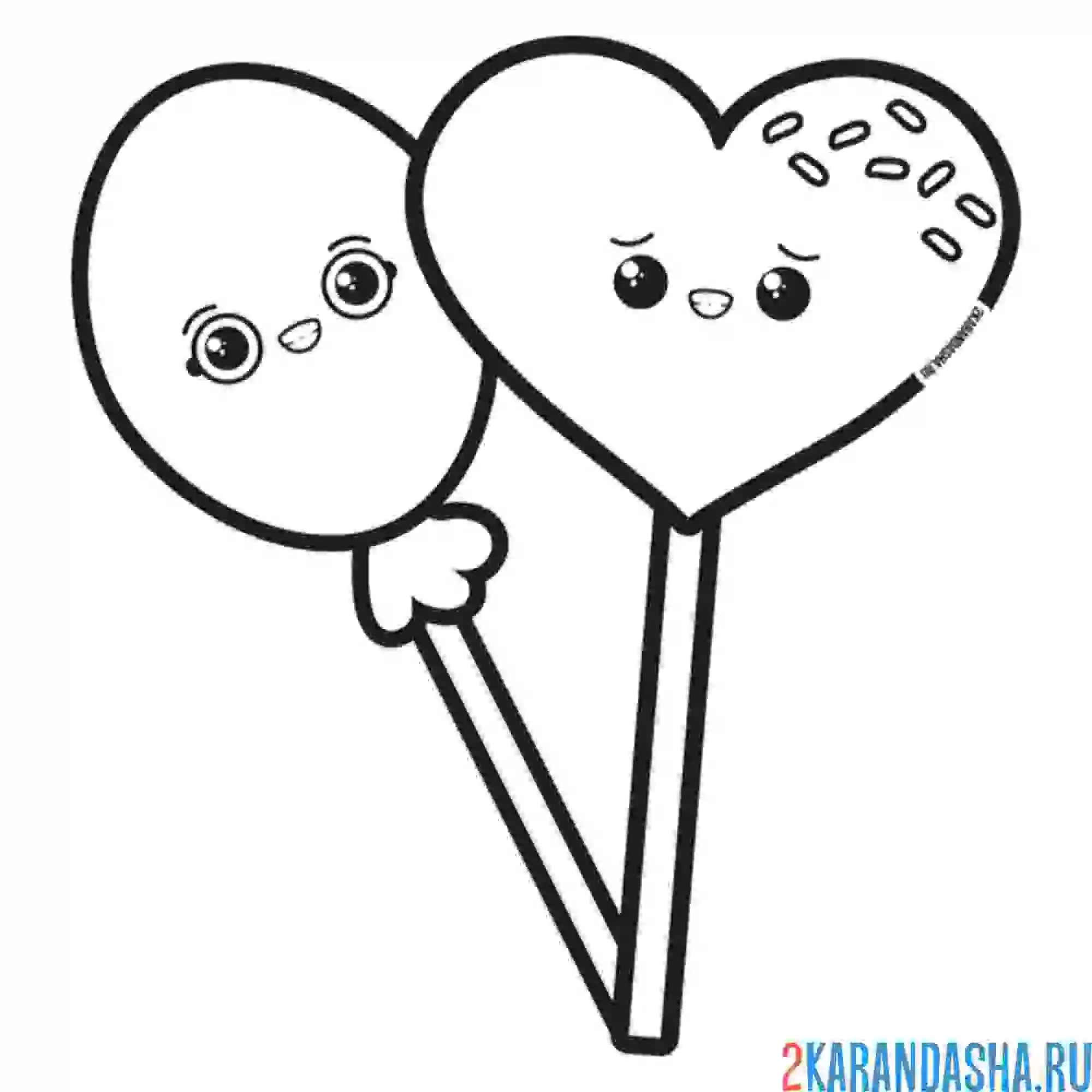 Раскраска конфеты леденцы с глазками