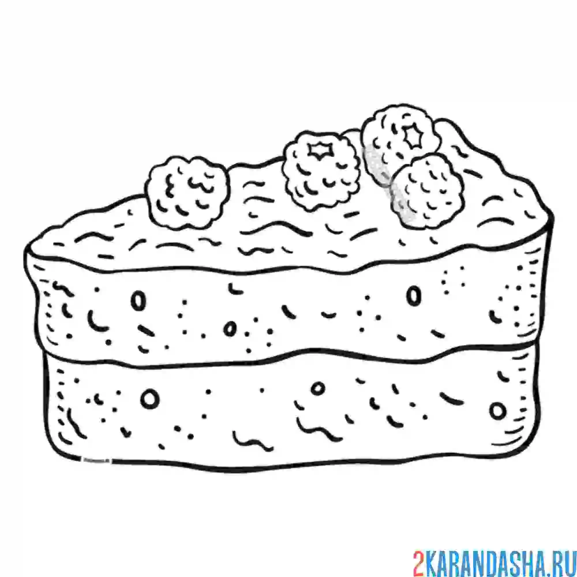 Раскраска кусочек торта, пирожное, десерт, выпечка