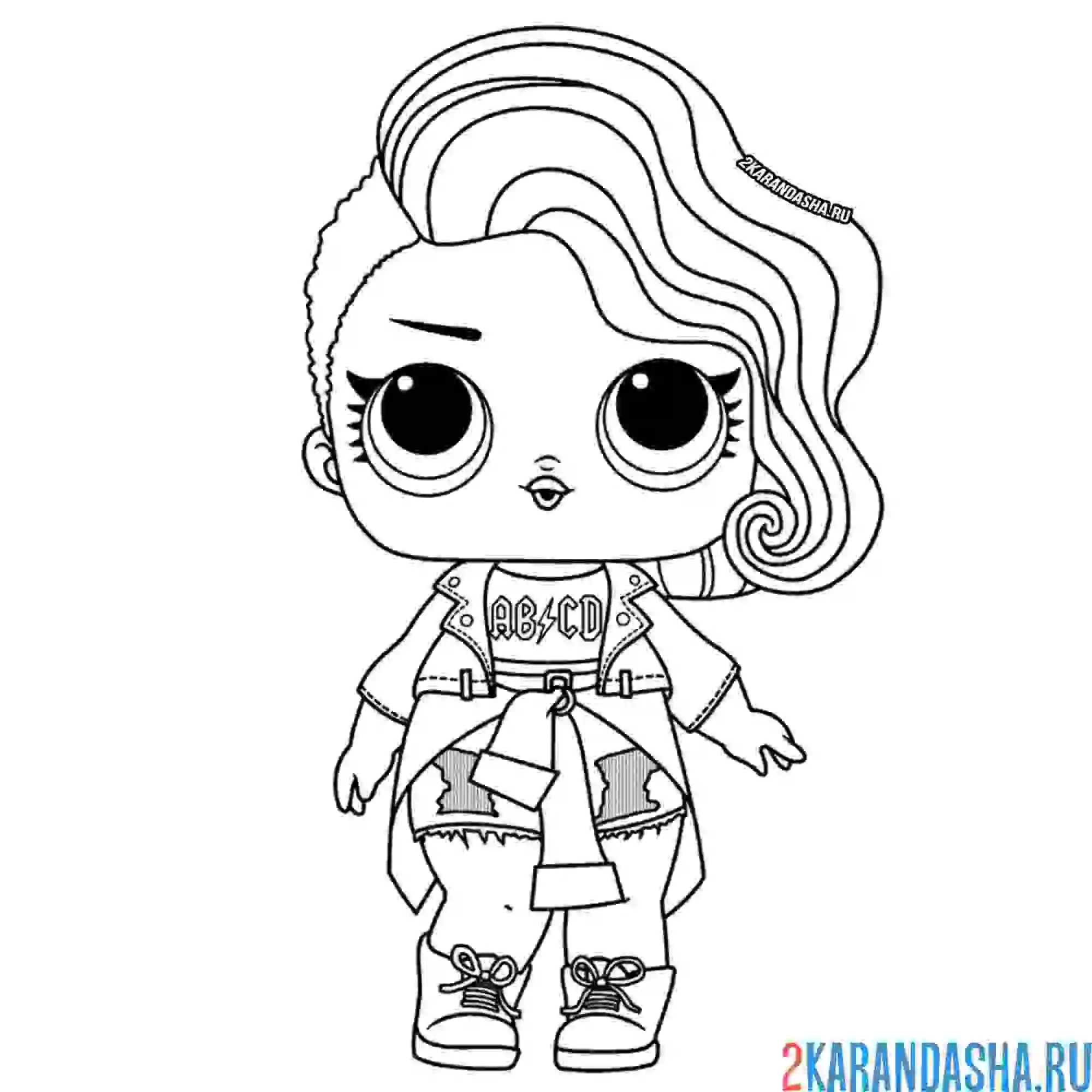 Раскраска кукла лол рокерша в кожаной куртке (rocker)