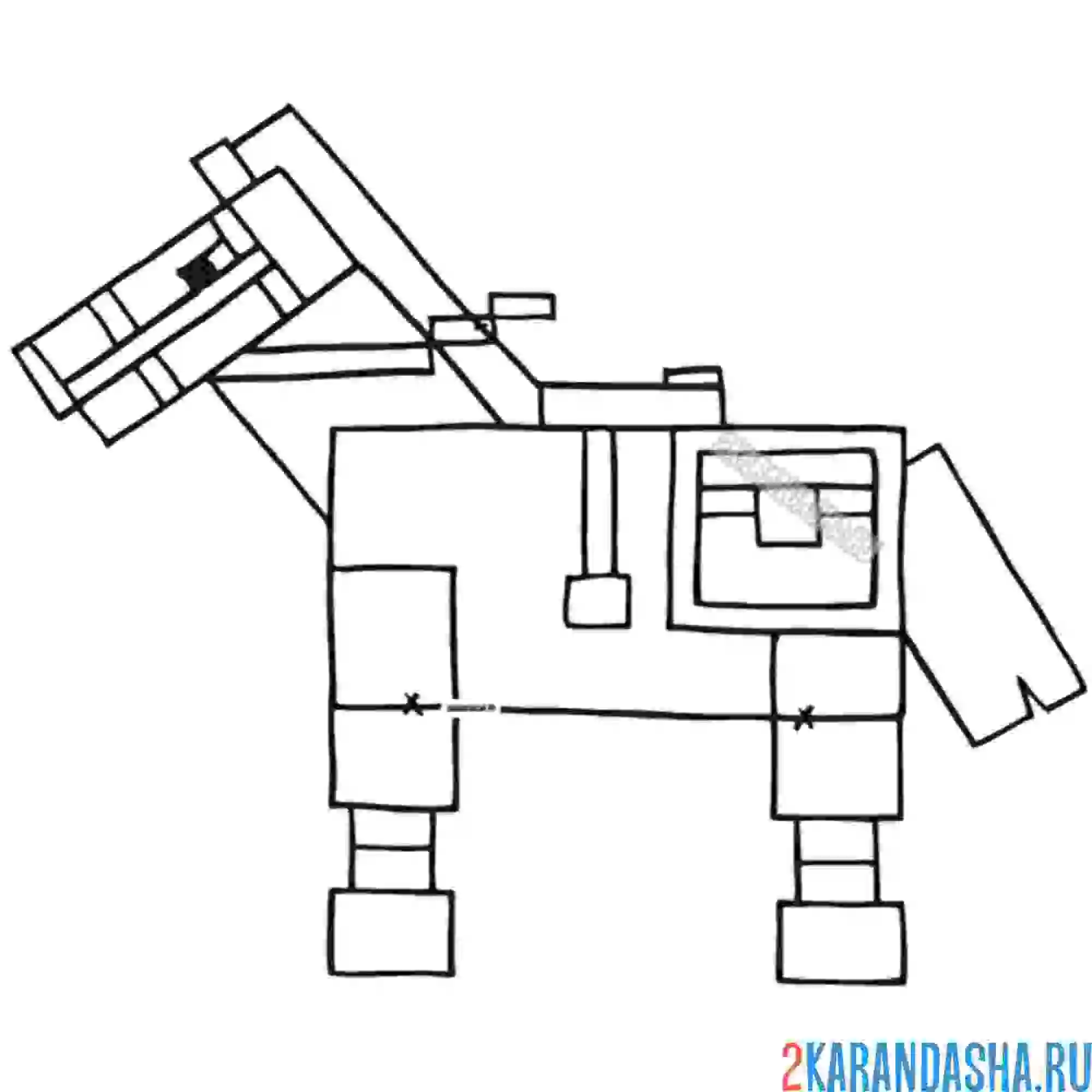 Раскраска коричневая лошадь моб