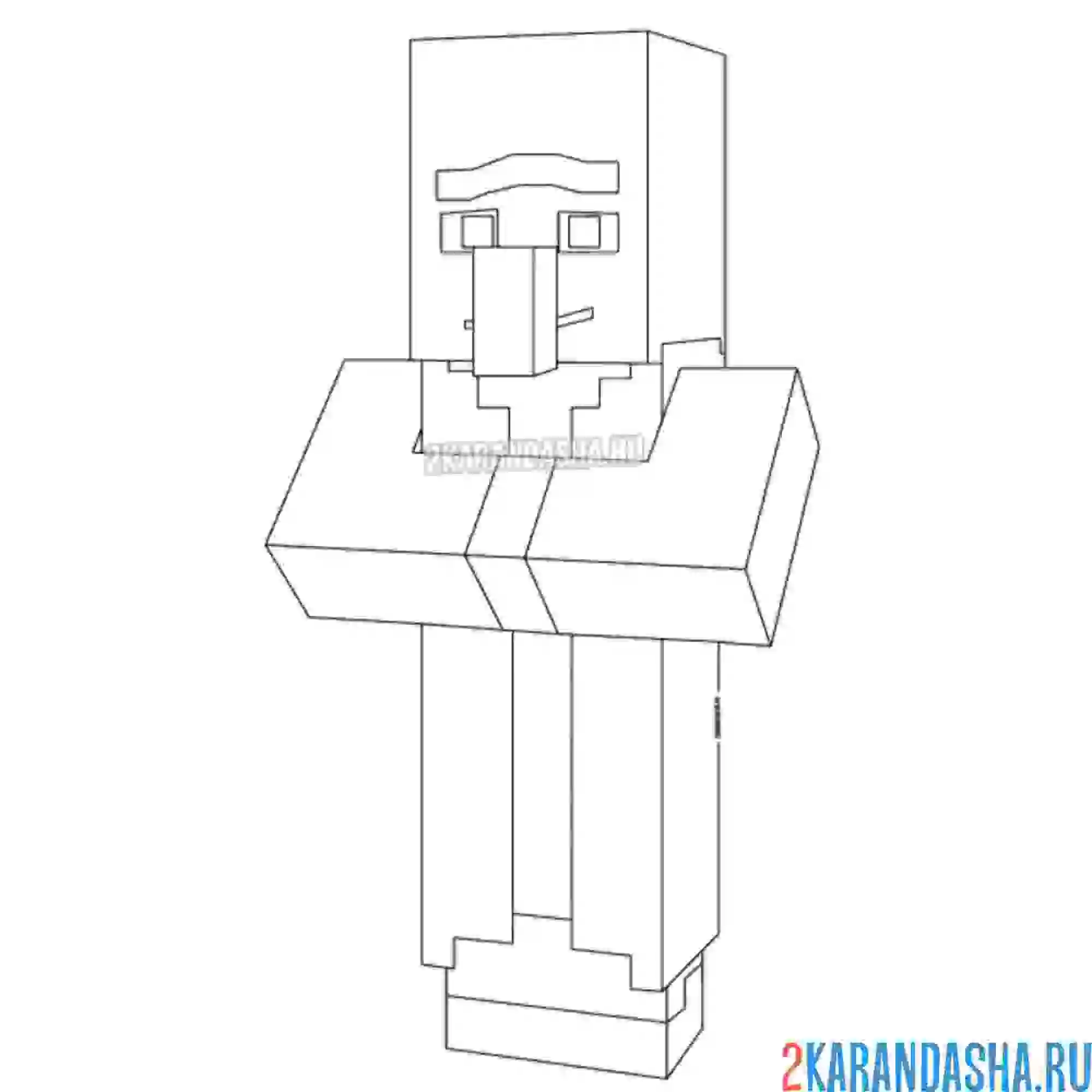 Раскраска мирный моб, деревенский житель