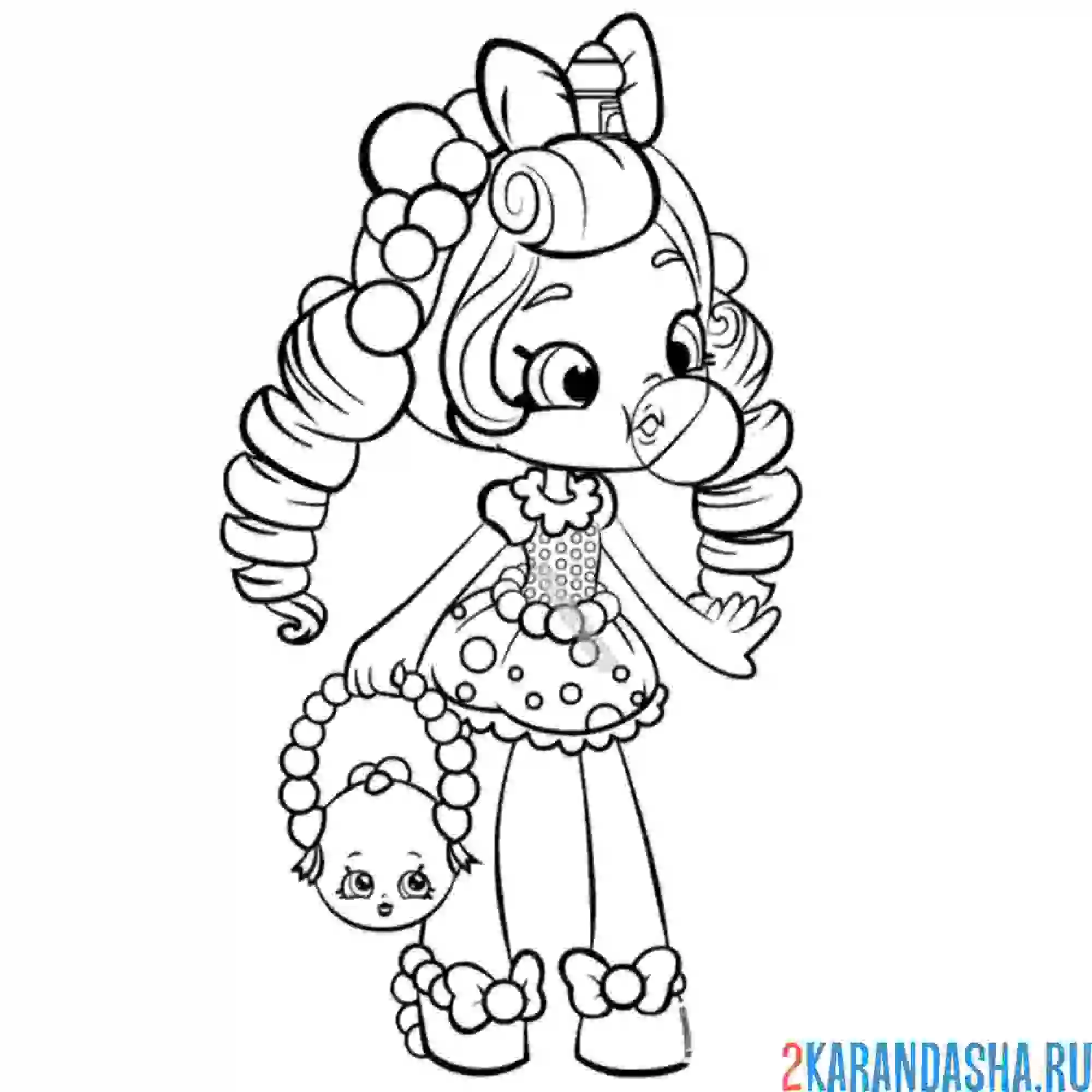 Раскраска милая кукла shopkins