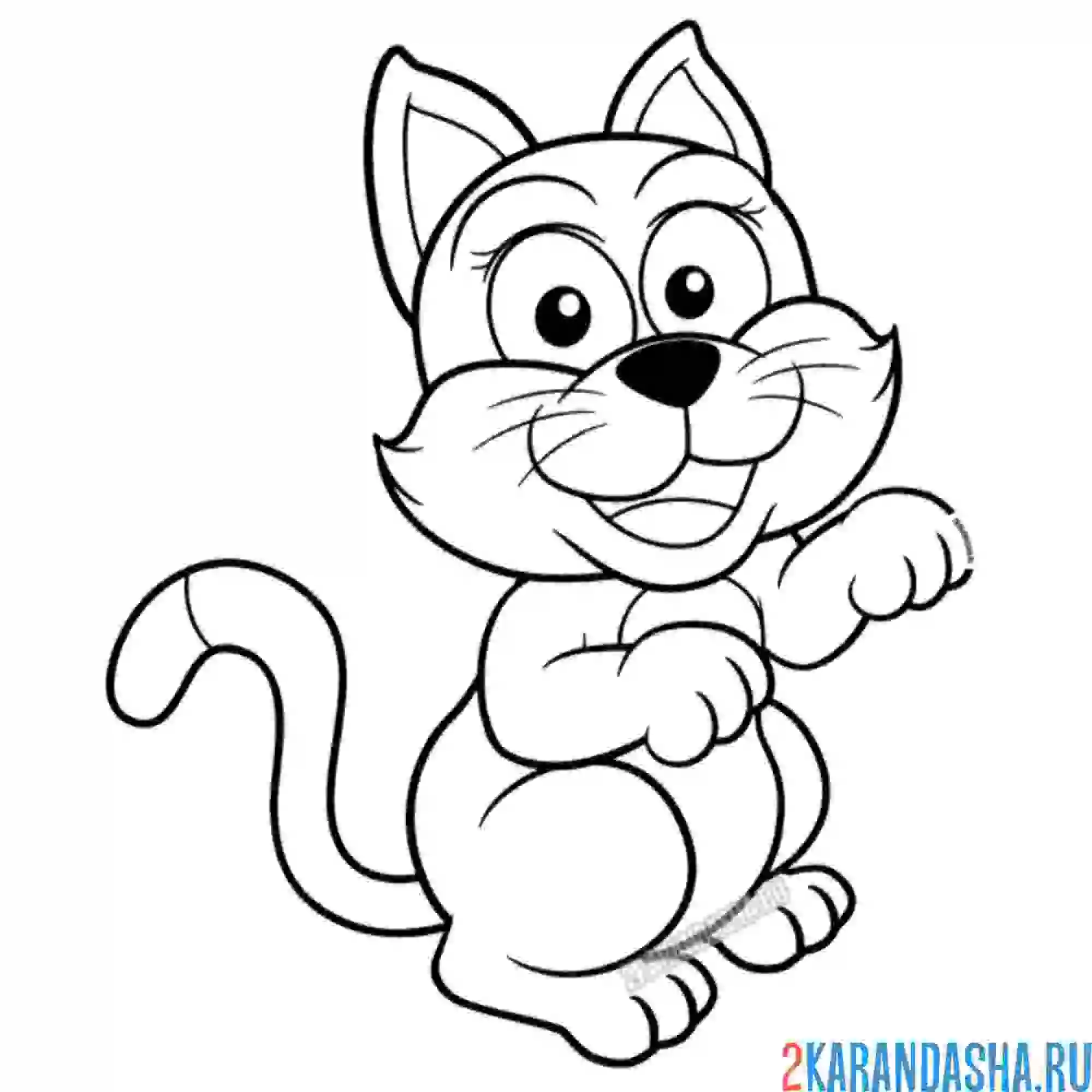 Раскраска милый серый котик