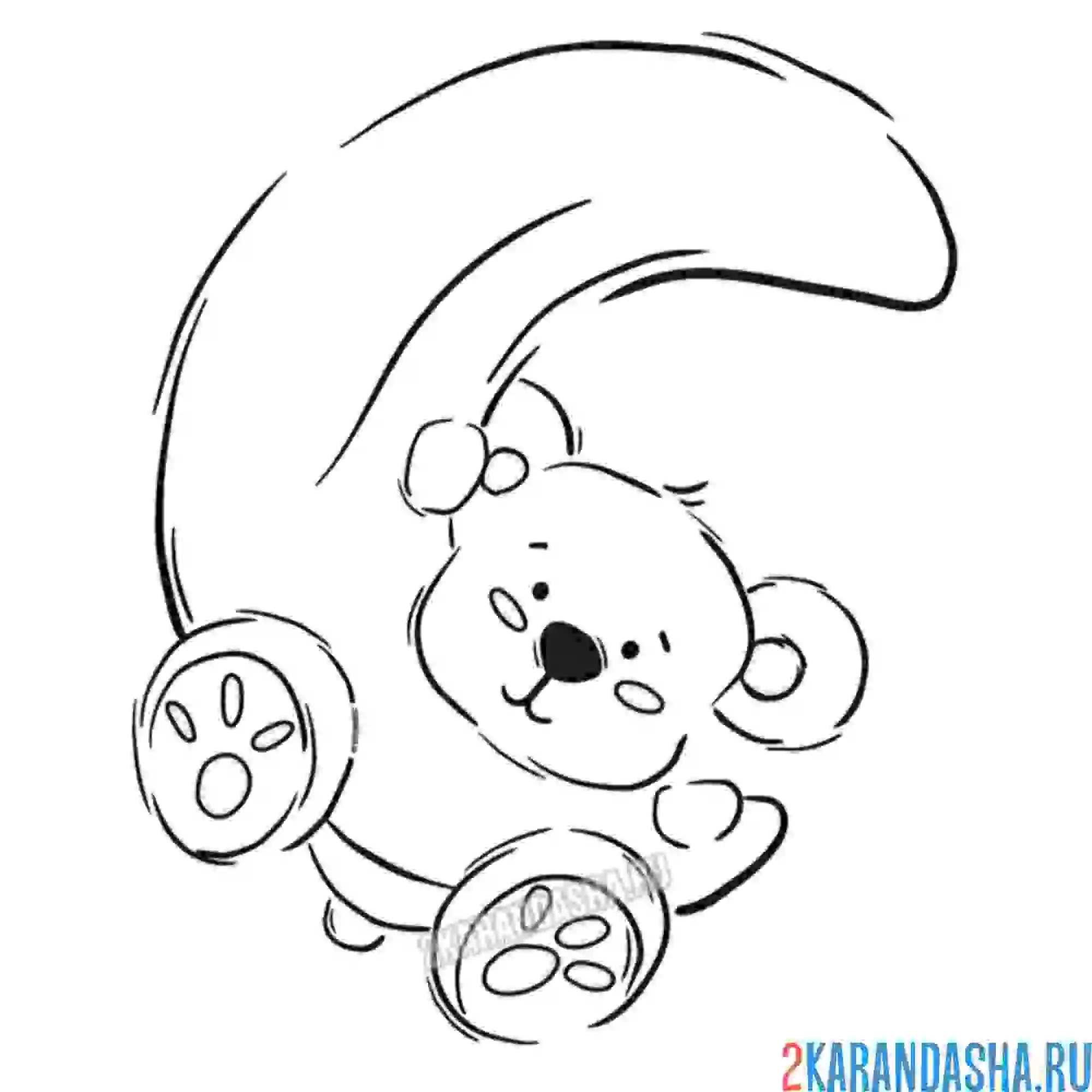 Раскраска мишка на луне