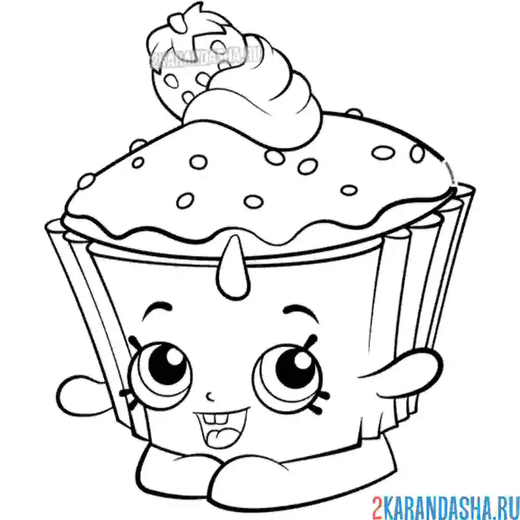 Раскраска шопкинс сладкий кексик с глазками