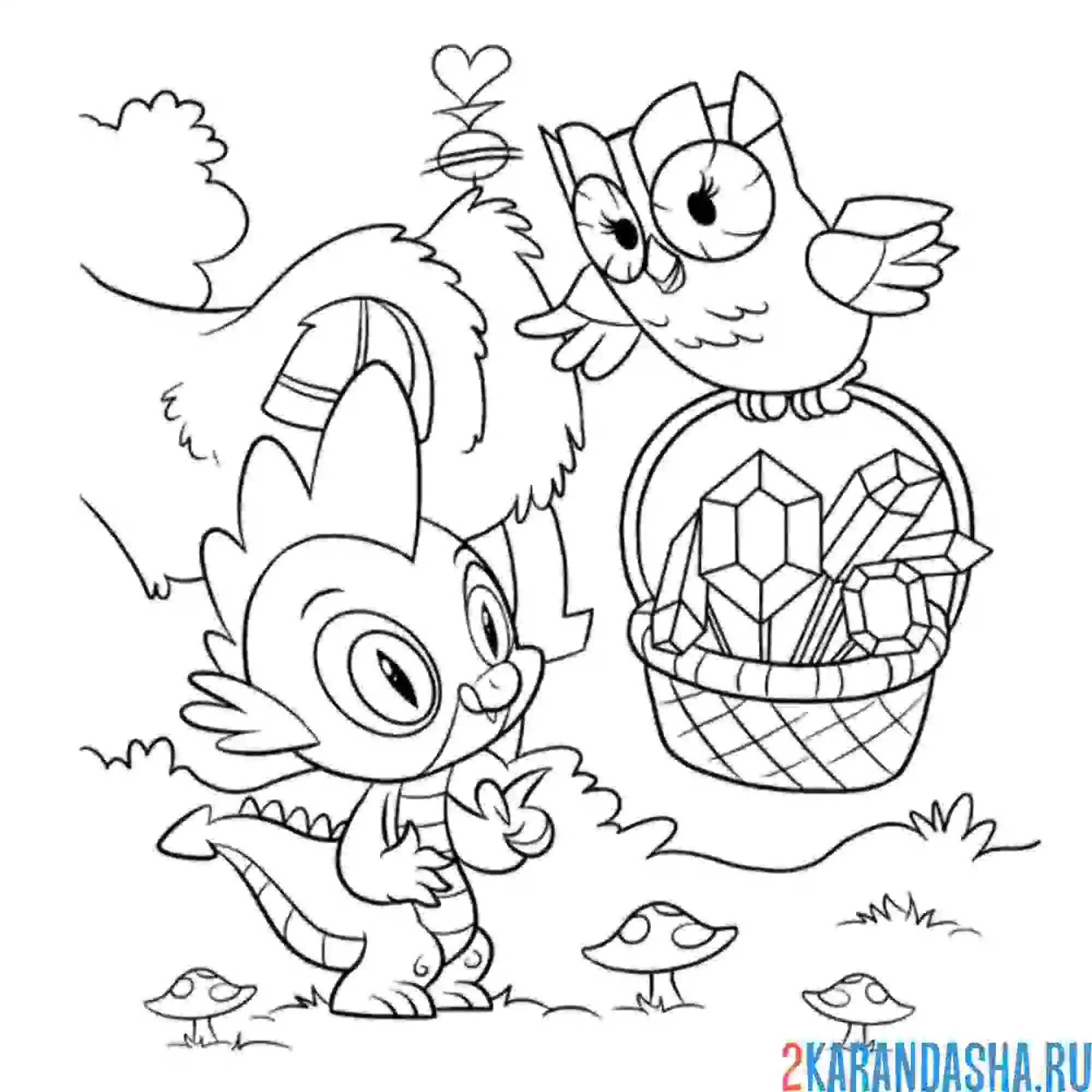 Раскраска дракончик спайк