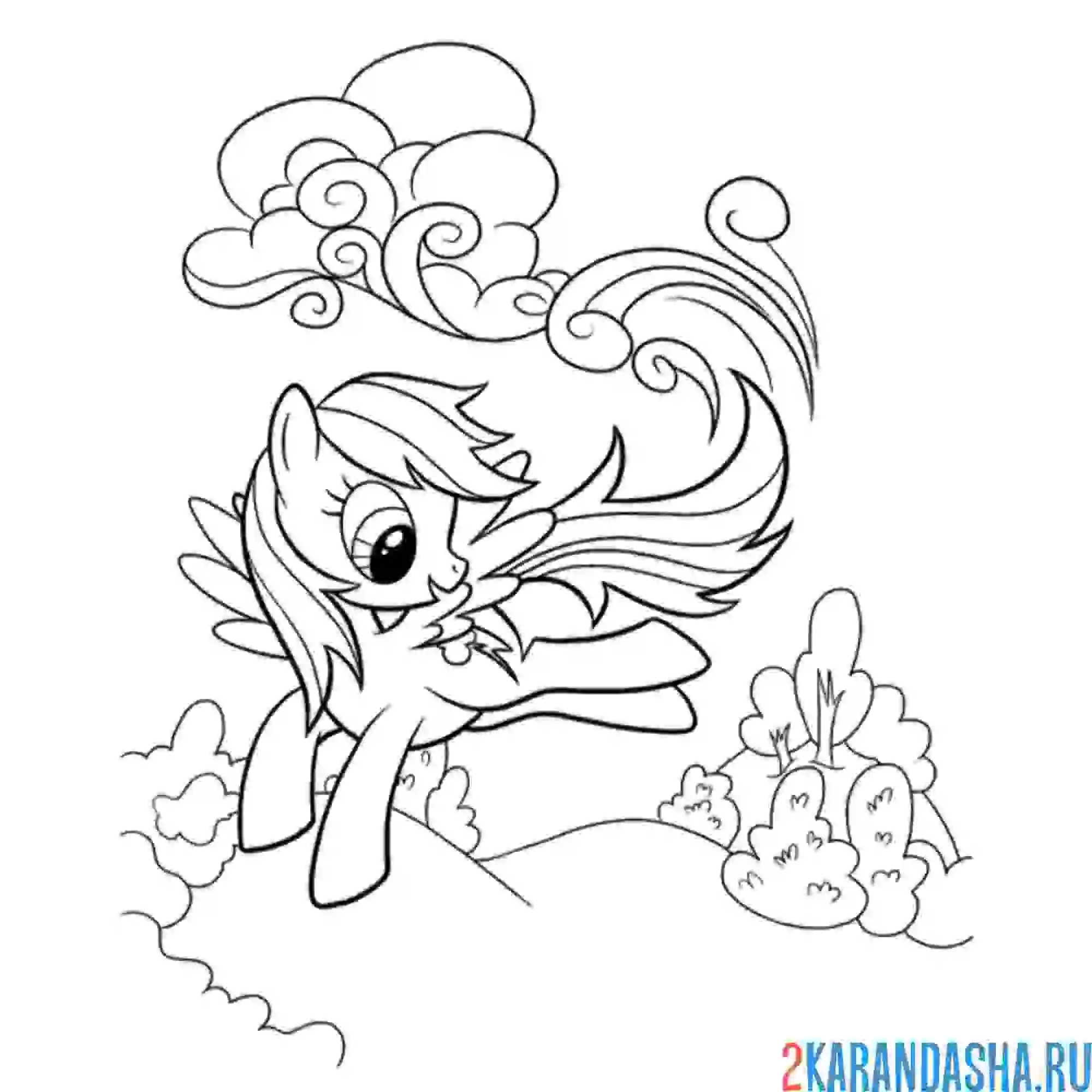 Раскраска летающая радуга дэш