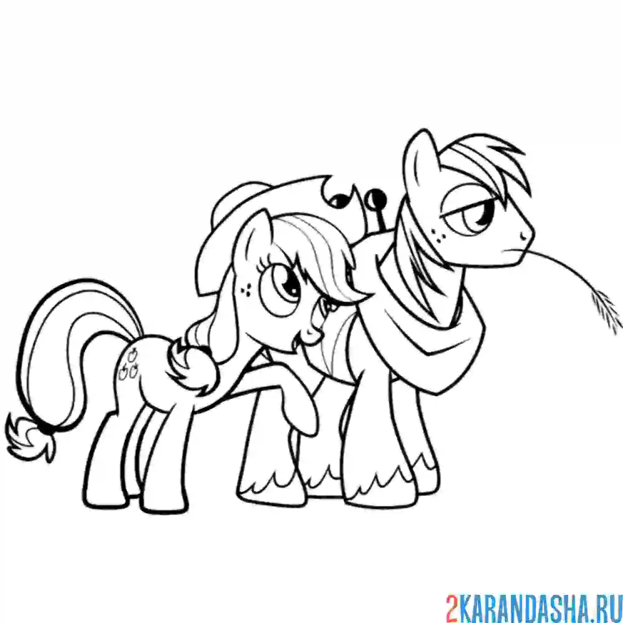 Раскраска эппл джек с новым другом