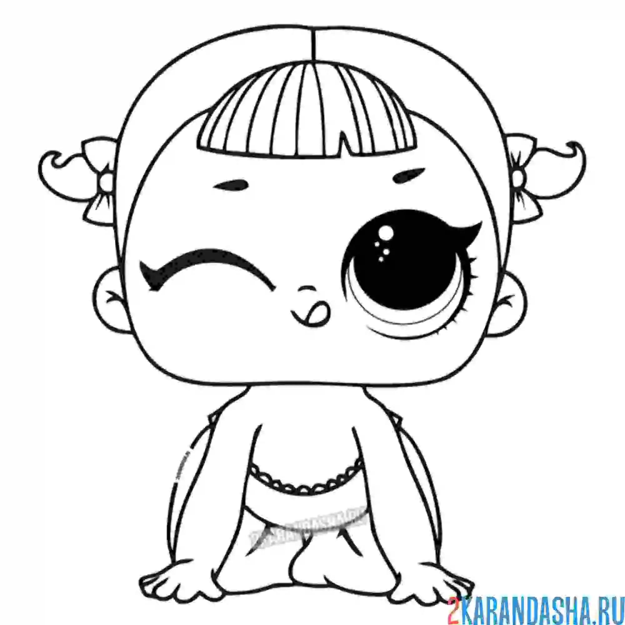 Раскраска лол малышка, сестричка капитан группы поддержки (cheer captain)