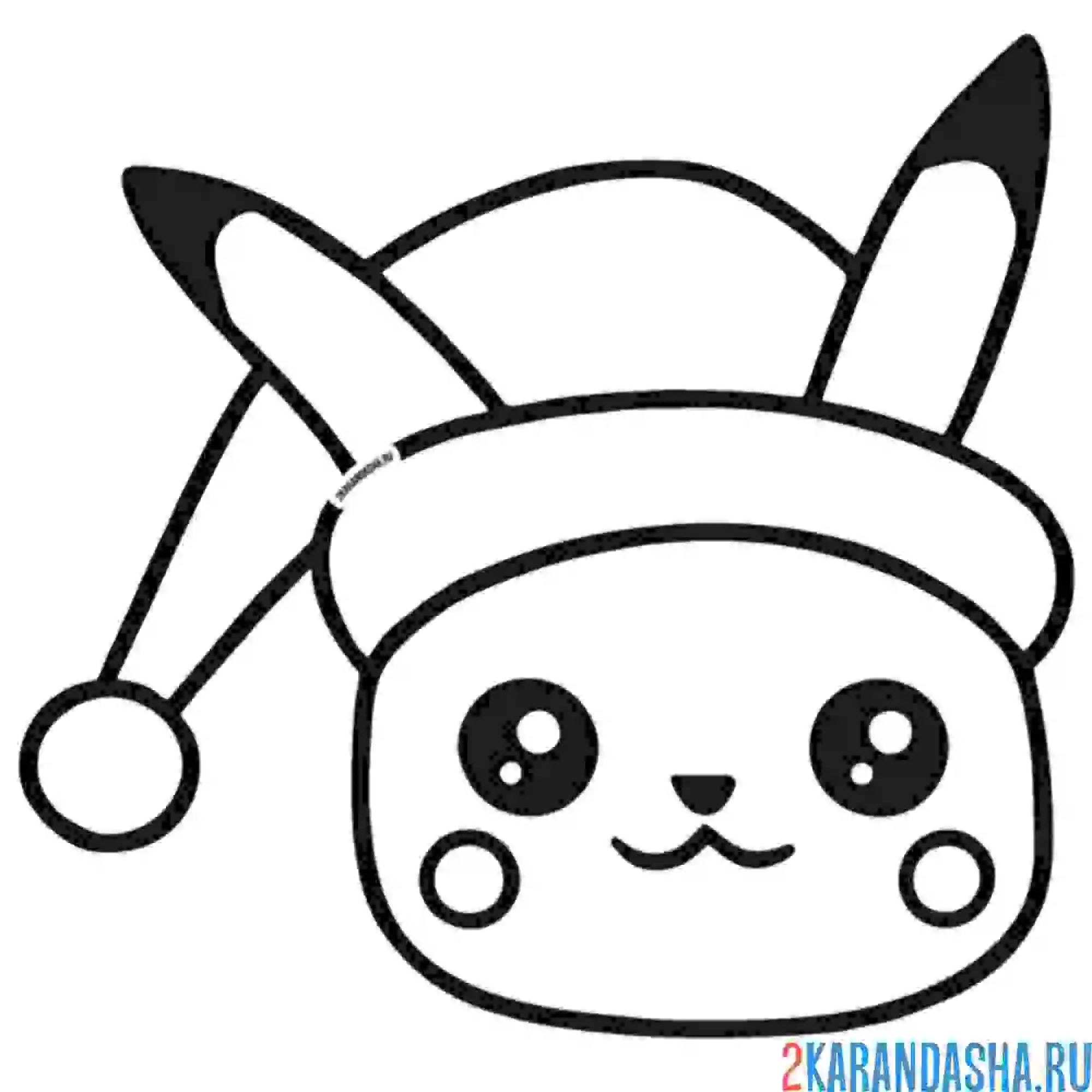 Раскраска в новогодней шапке