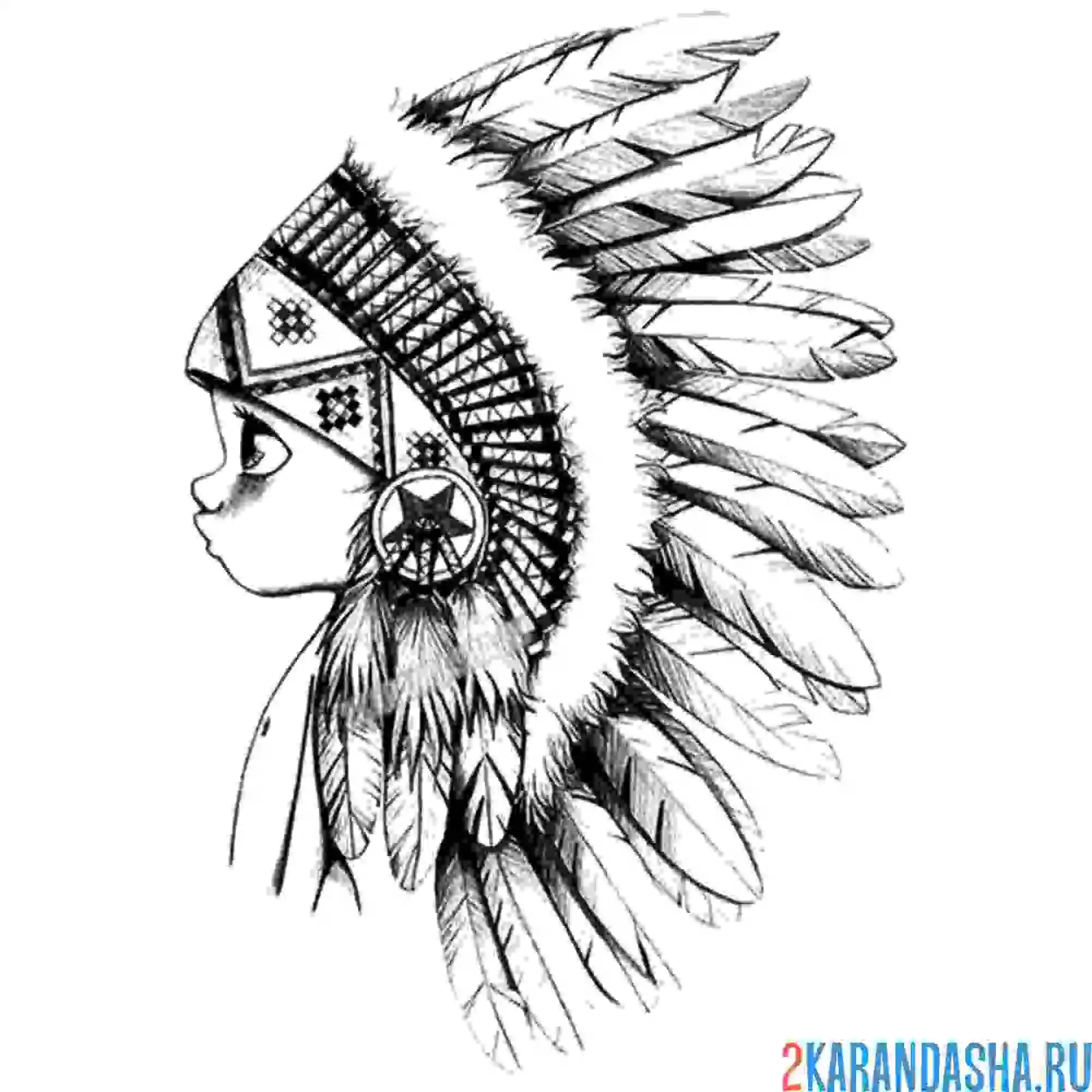 Раскраска мальчик индеец