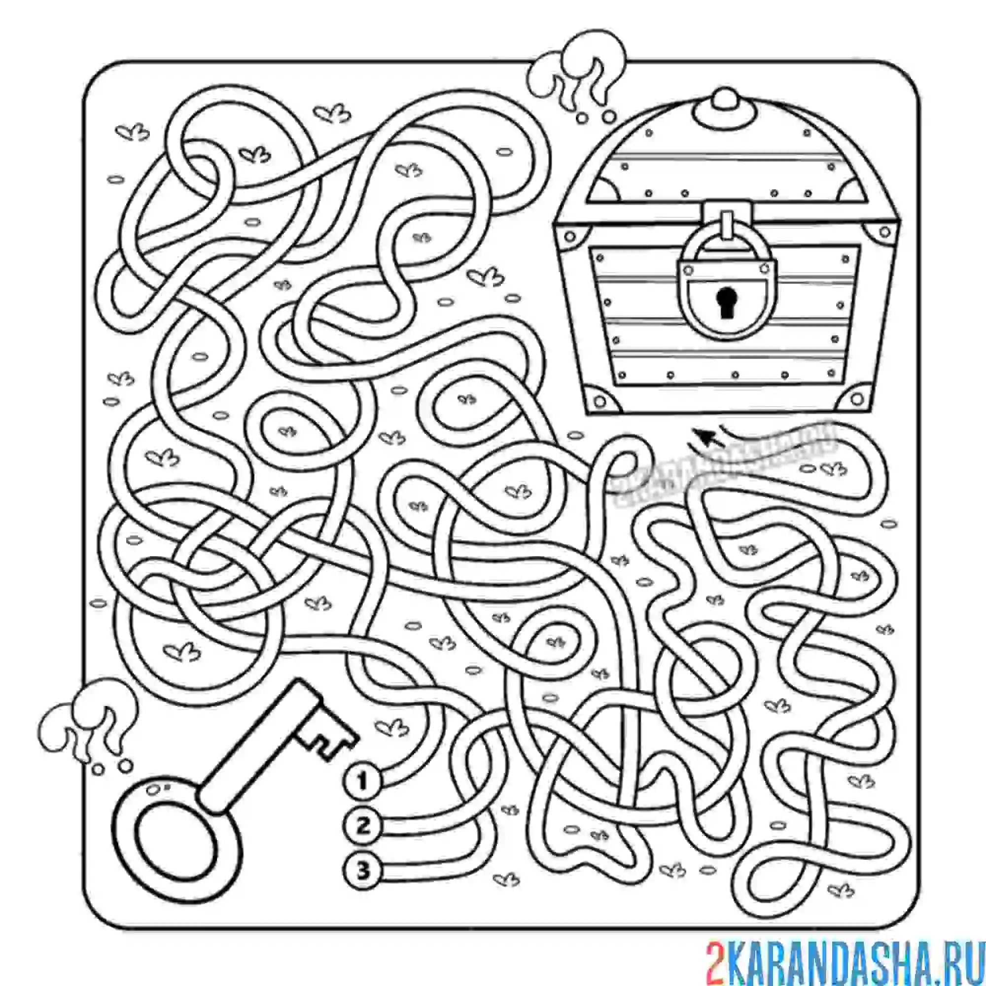 Раскраска лабиринт сокровища