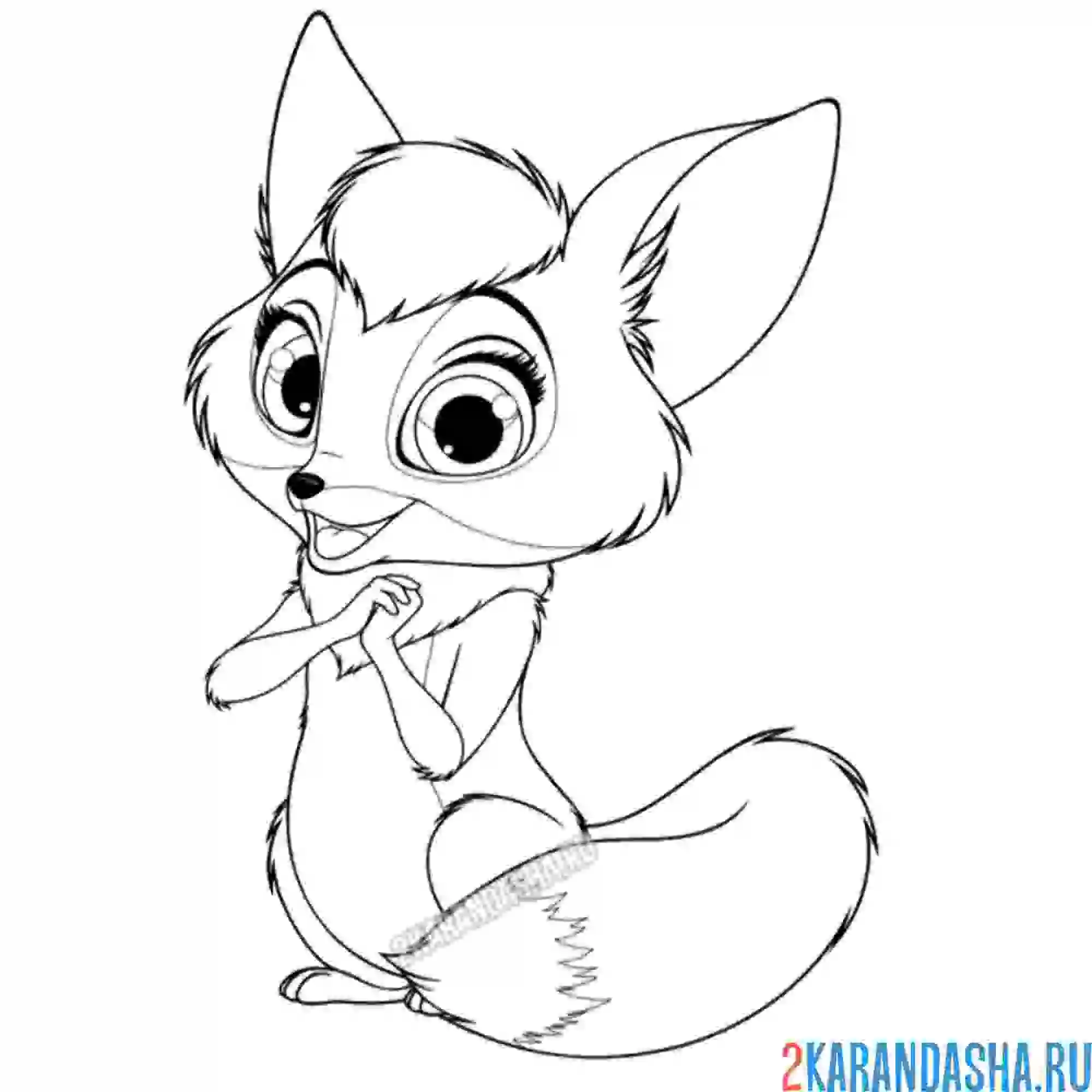 Раскраска милая лиса