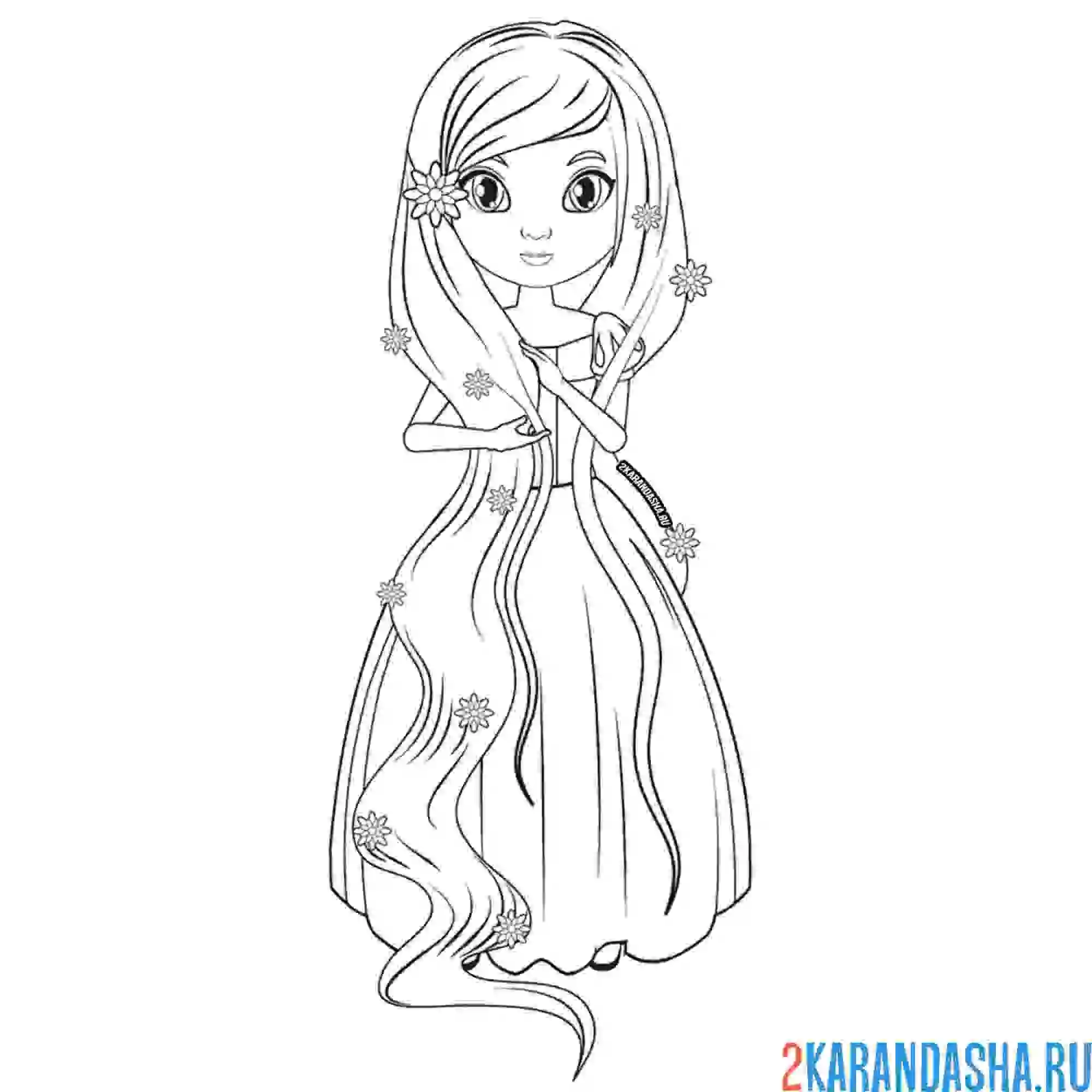 Раскраска необычная принцесса рапунцель
