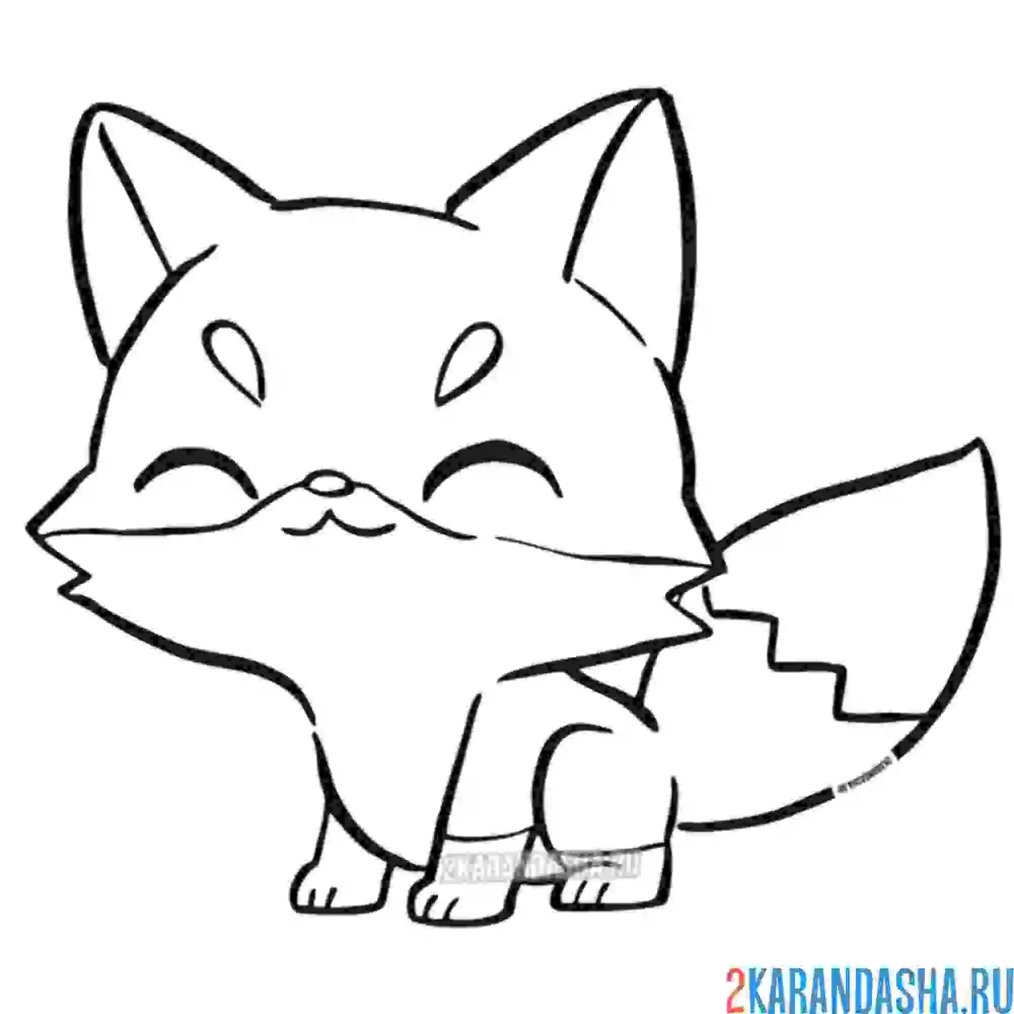 Раскраска маленький лисенок мило улыбается