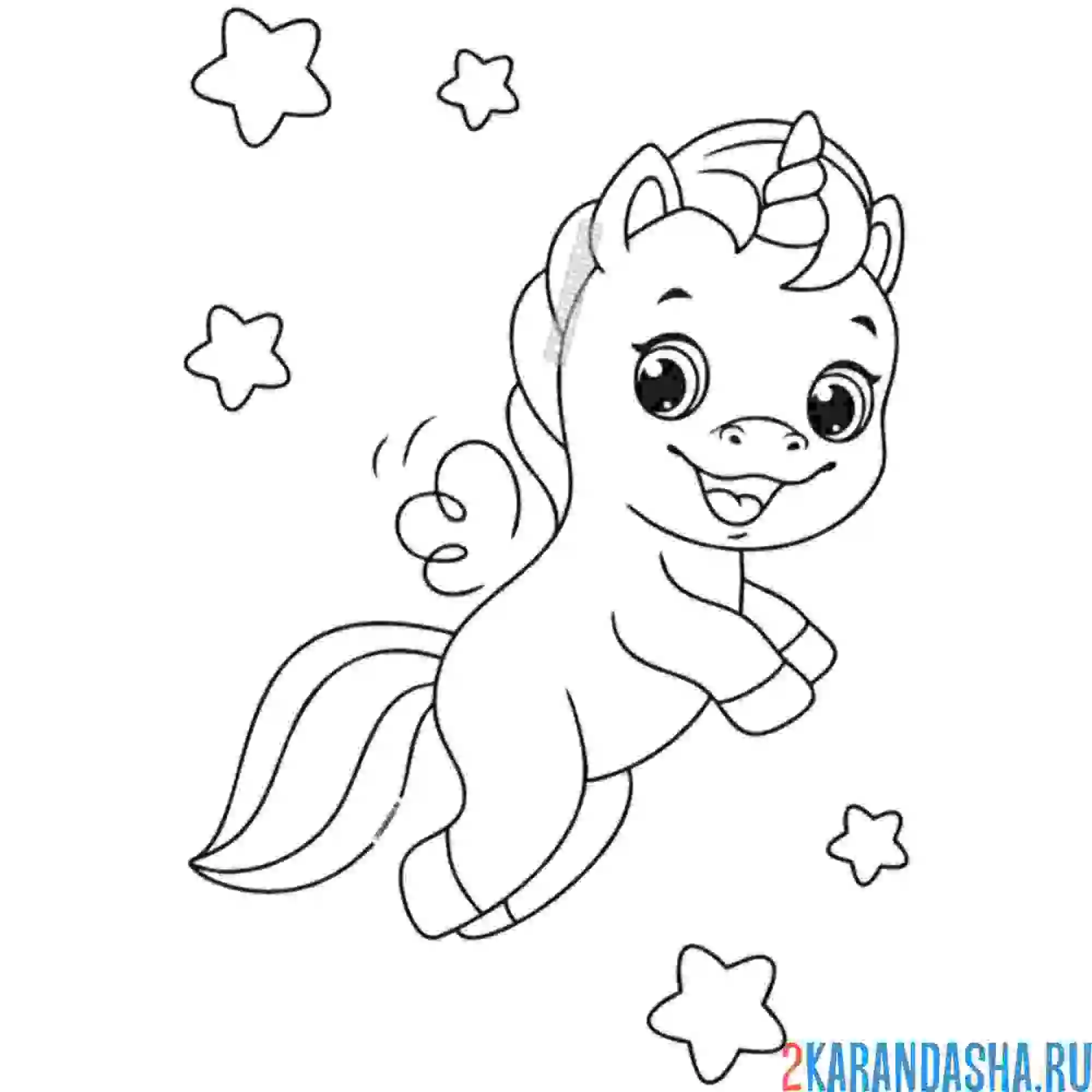 Раскраска летающий единорожек