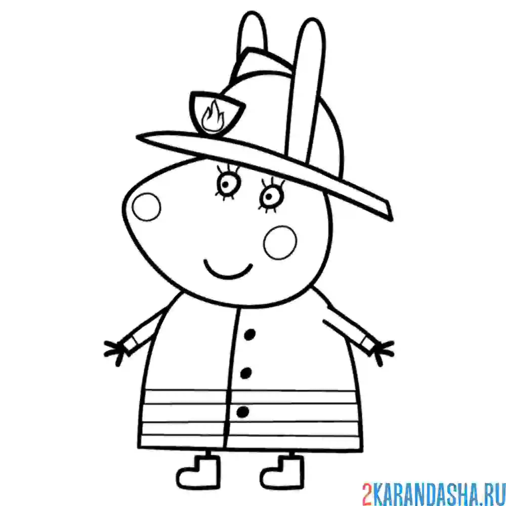 Раскраска кролик пожарный