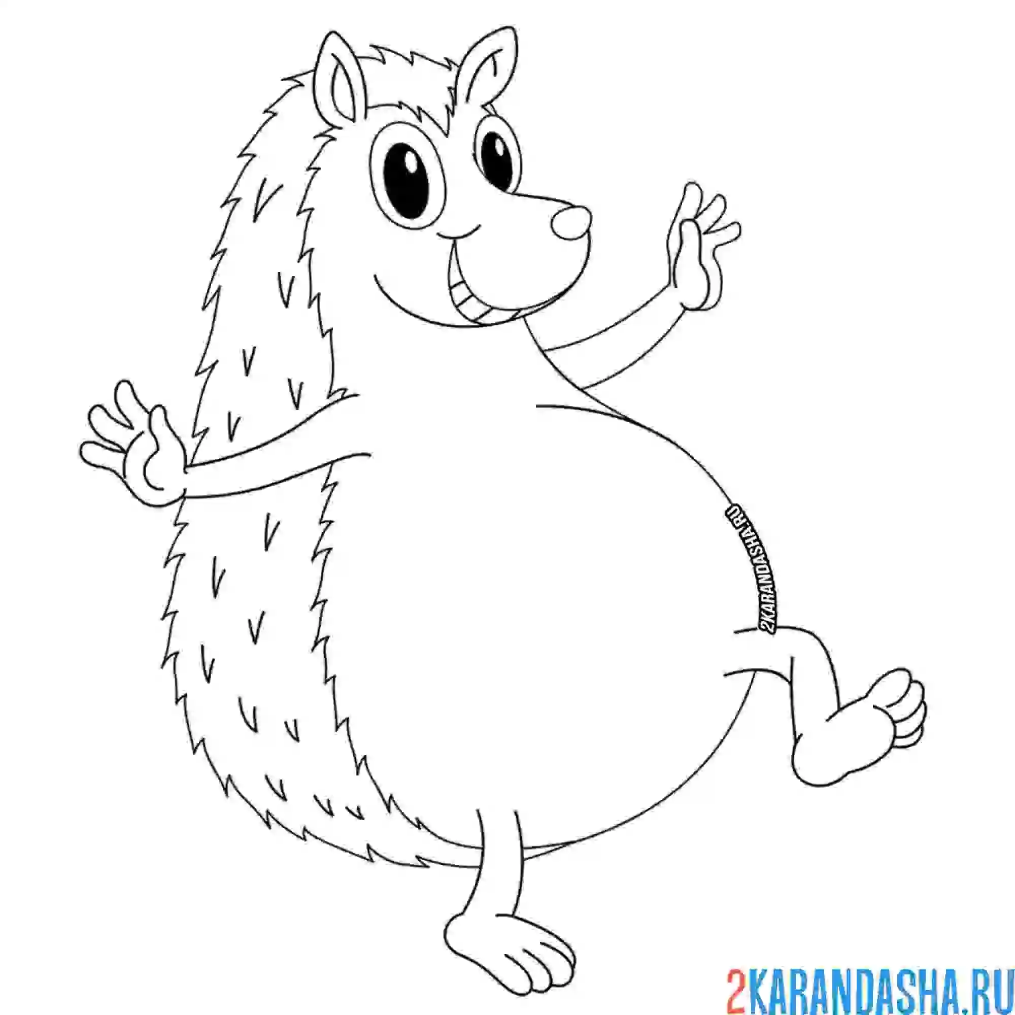 Раскраска радостный ежик