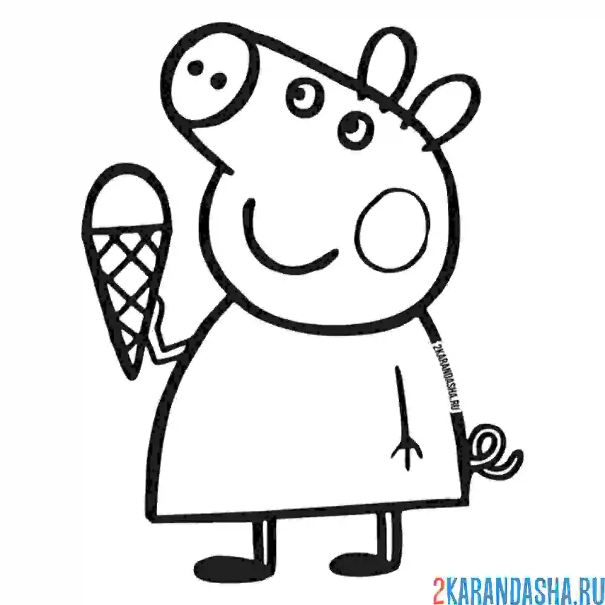 Раскраска ест мороженое