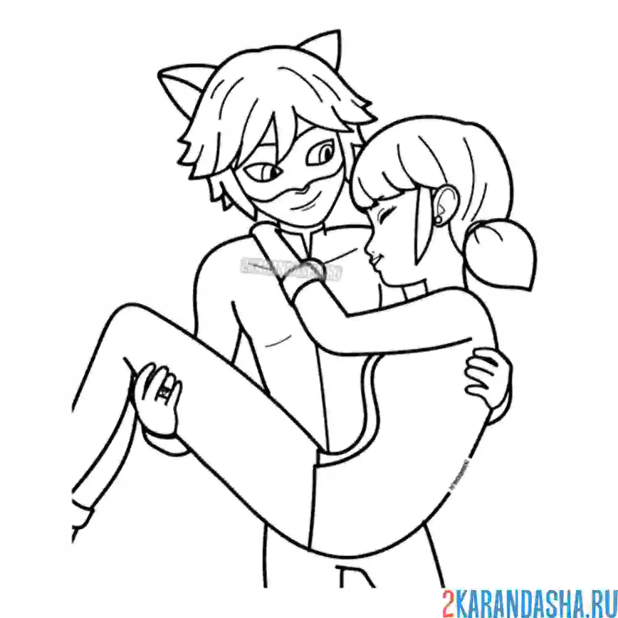 Раскраска леди баг с адрианом