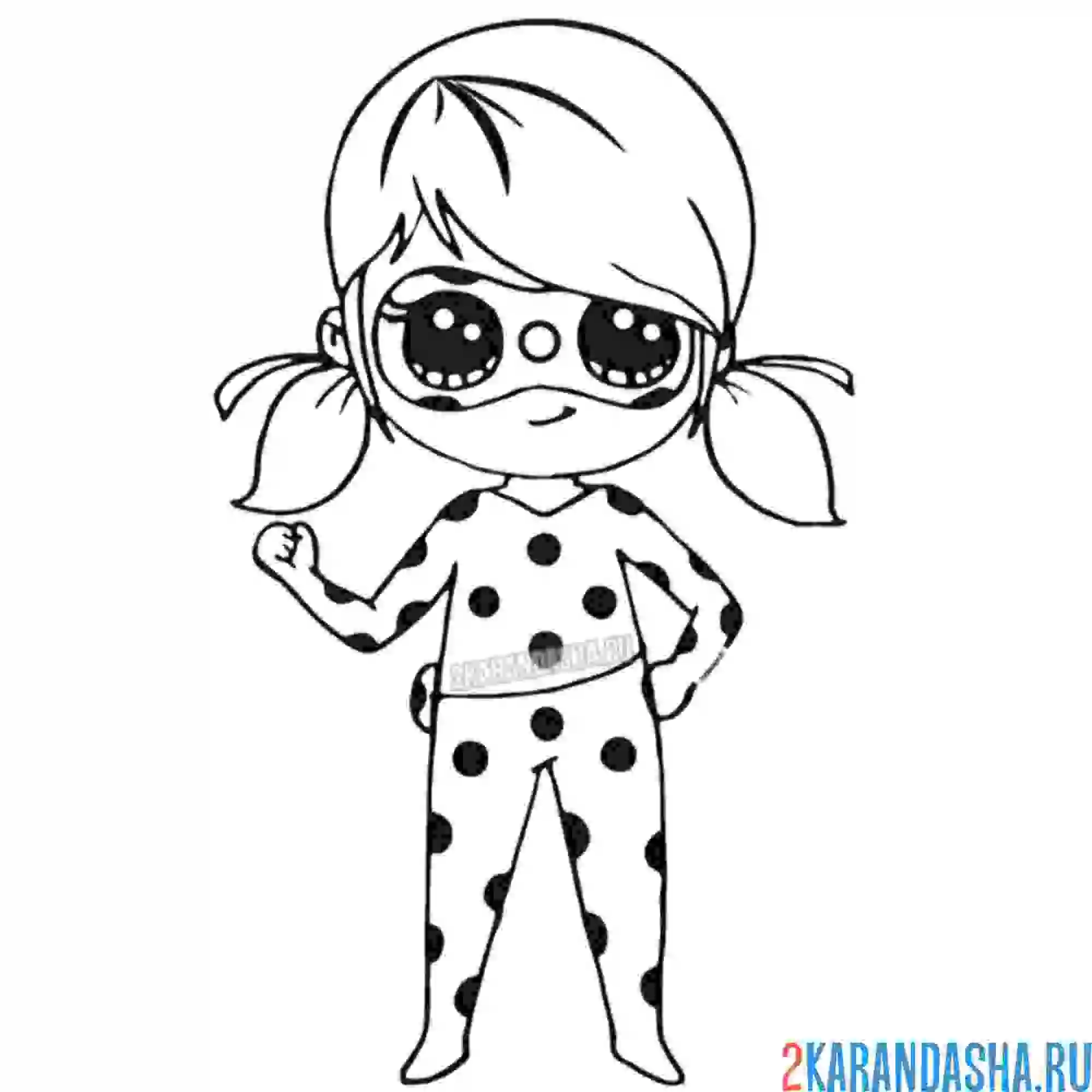 Раскраска маленькая маринетт в костюме леди баг