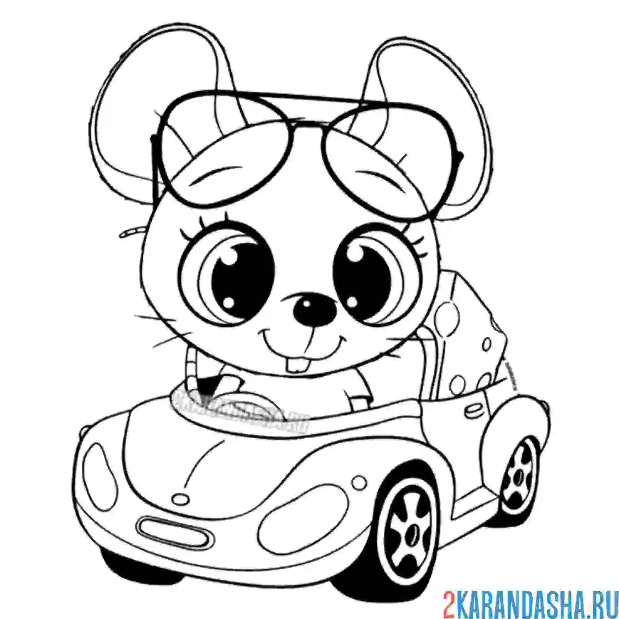 Раскраска мышка с сыром