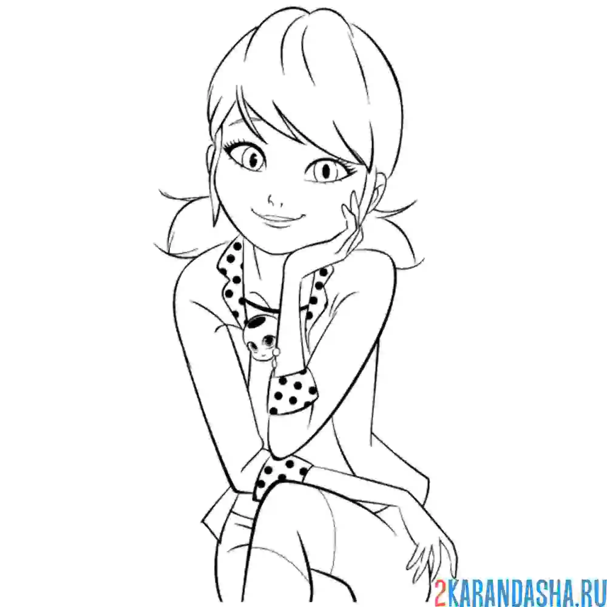 Раскраска милая маринетт леди баг