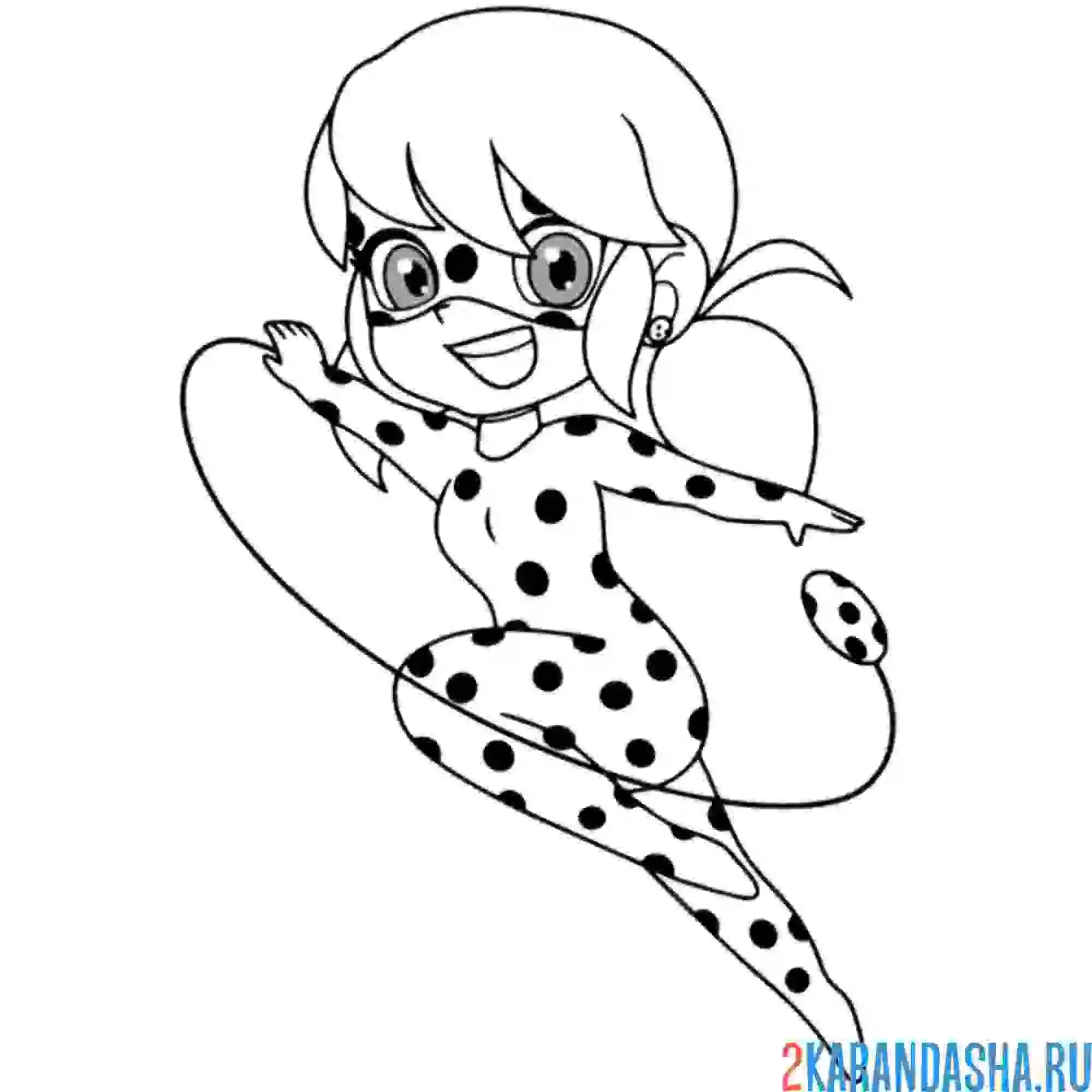 Раскраска леди баг в полете