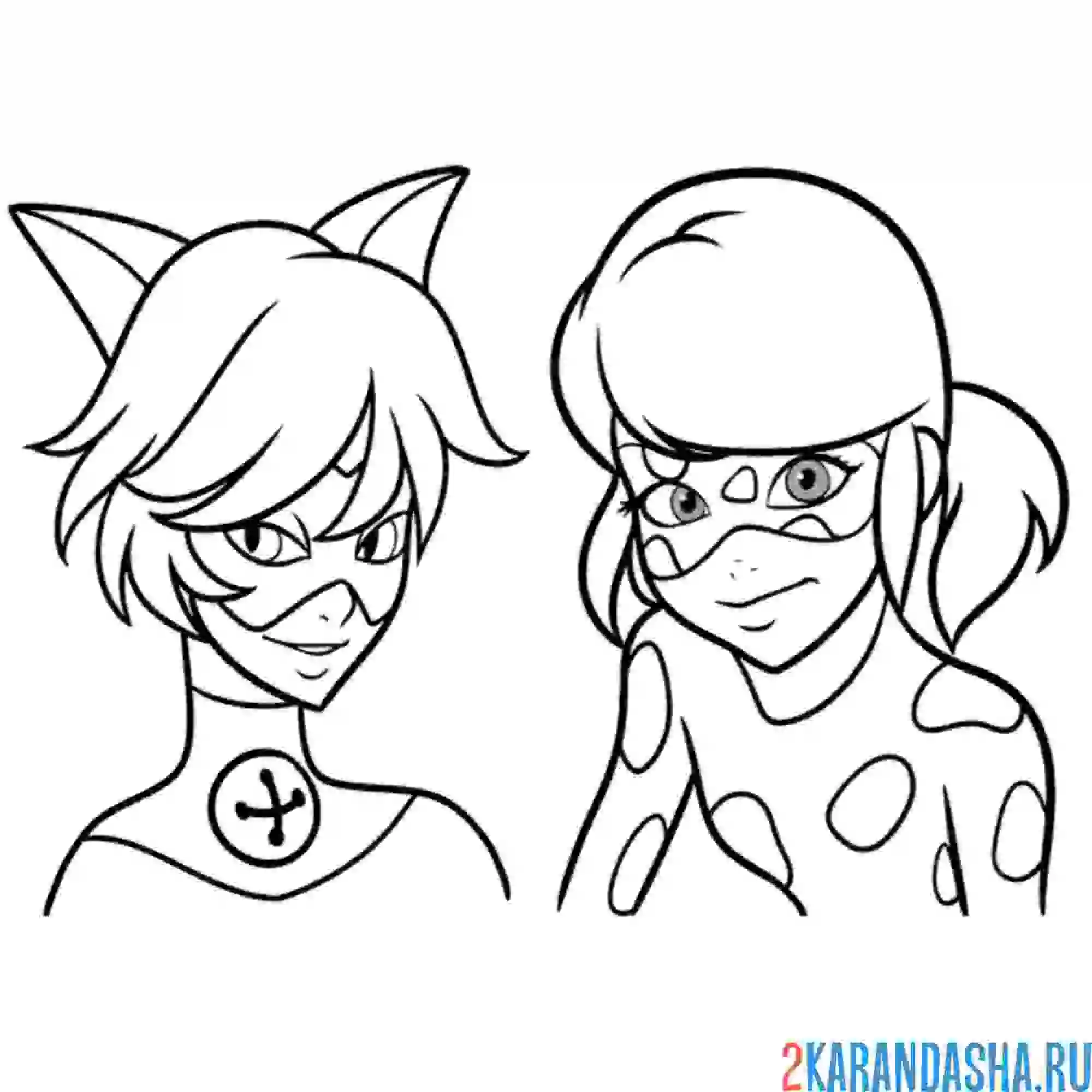 Раскраска леди баг с супер котом