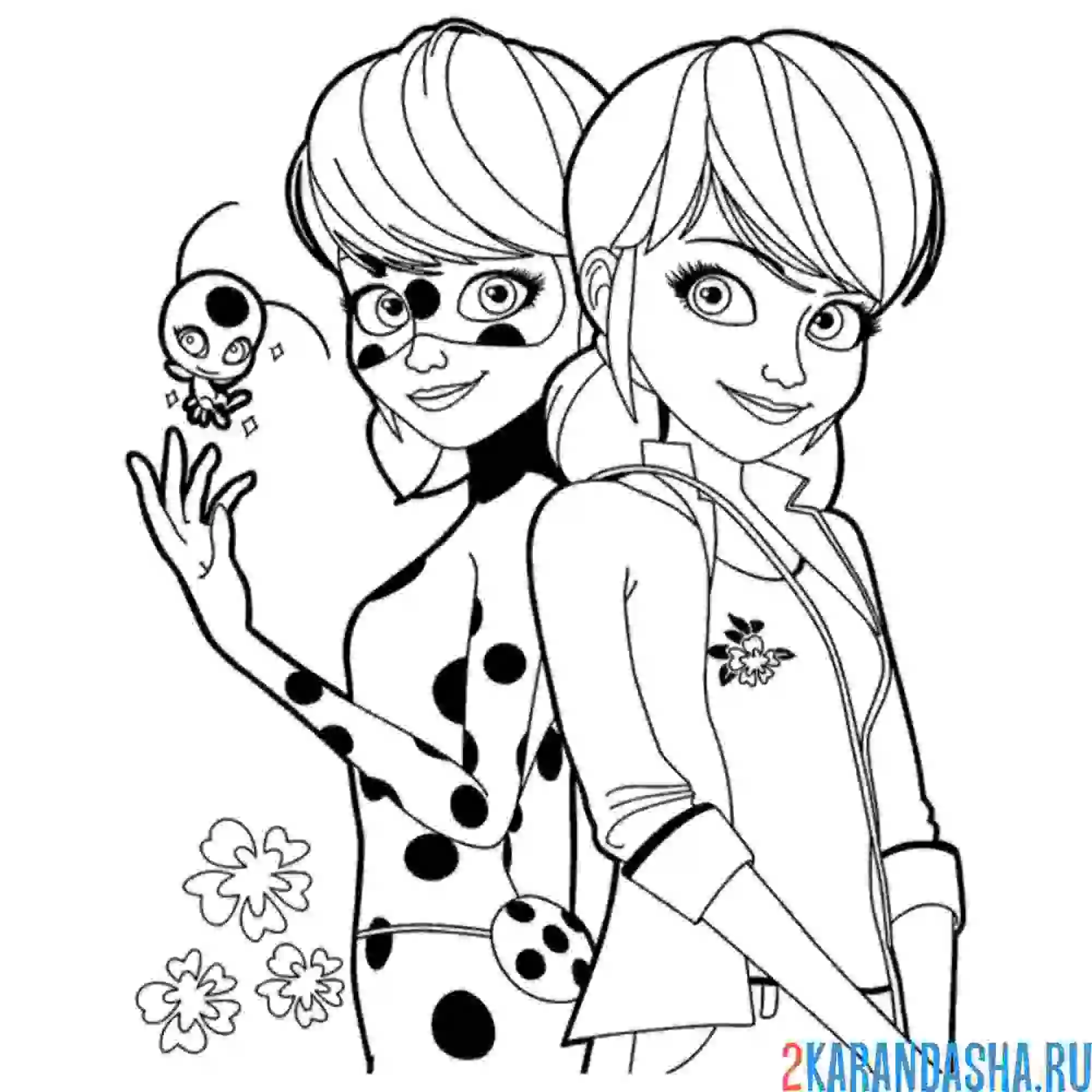 Раскраска превращение леди баг