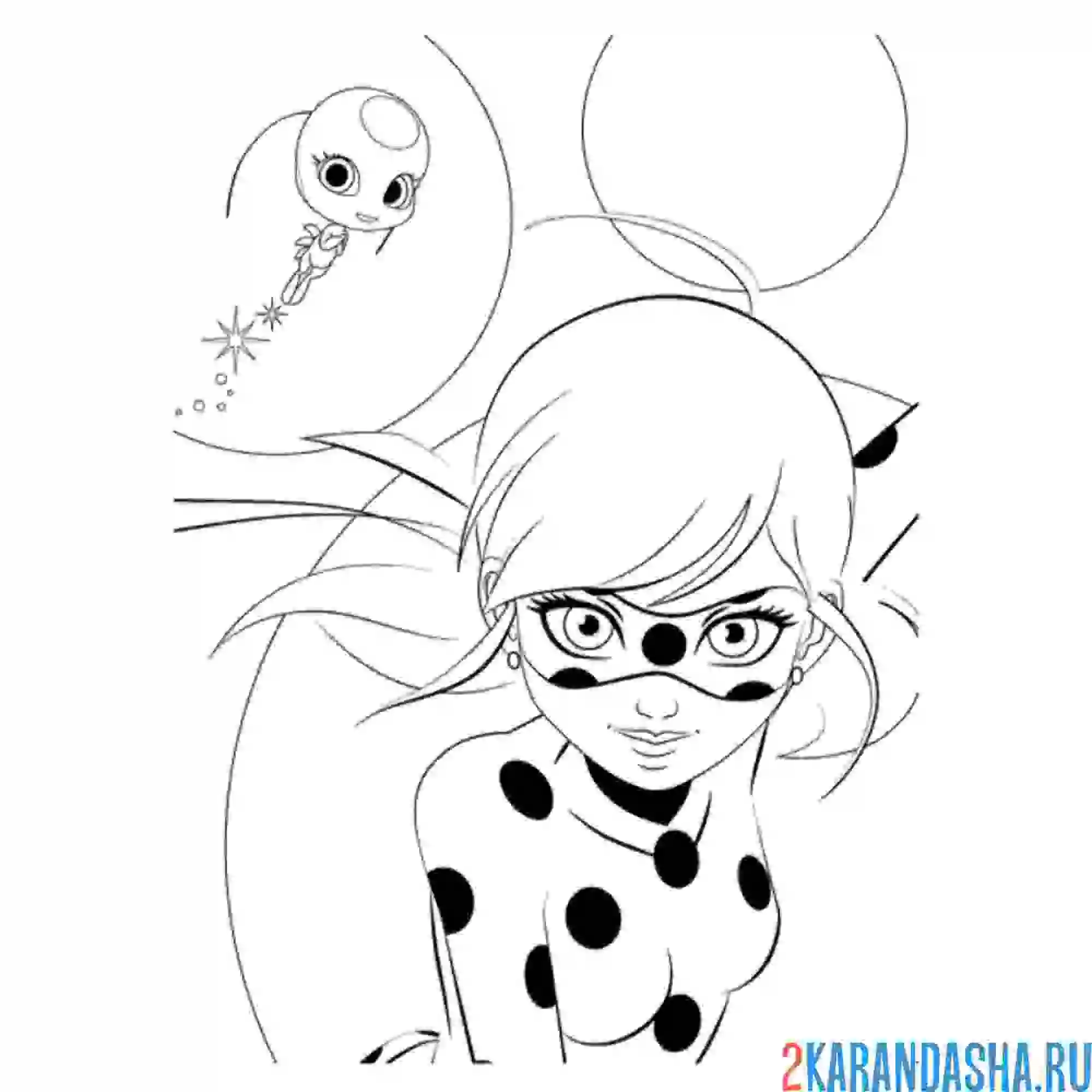 Раскраска леди баг с квами тикки